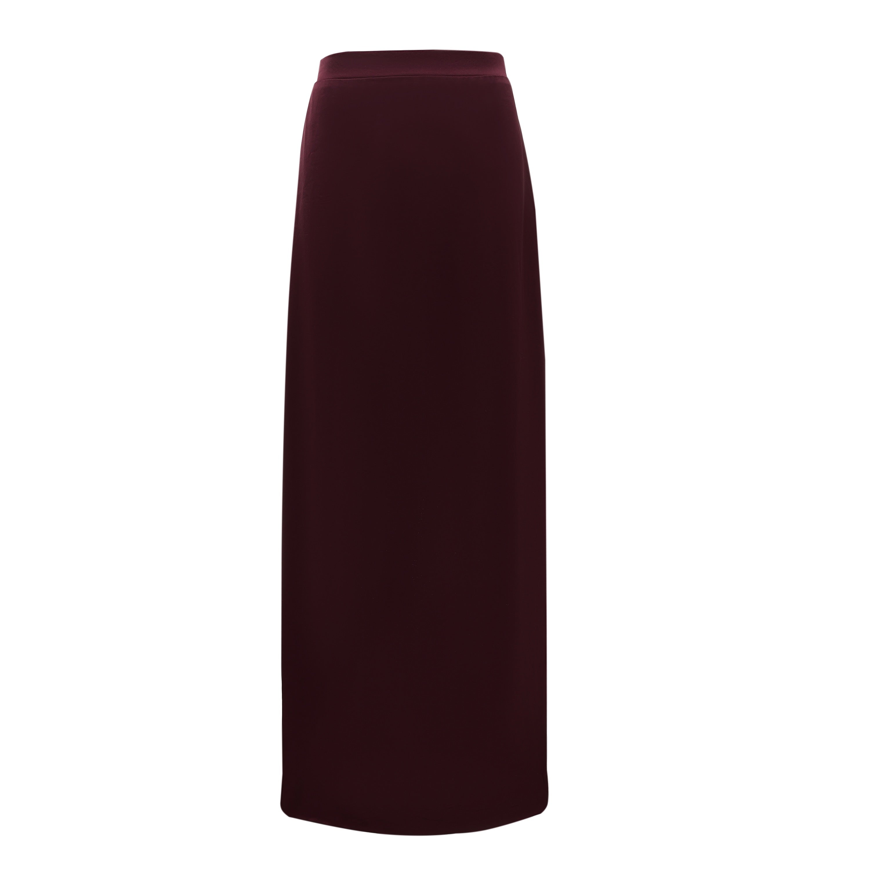 cabernet satin maxi skirt on a white background
