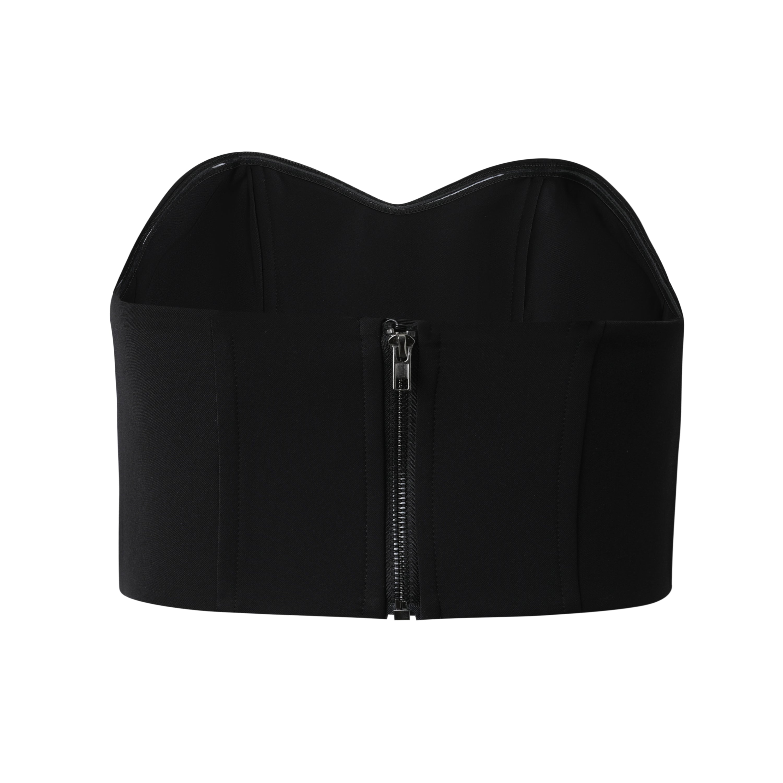 Back of Black Crop Suiting Bustier