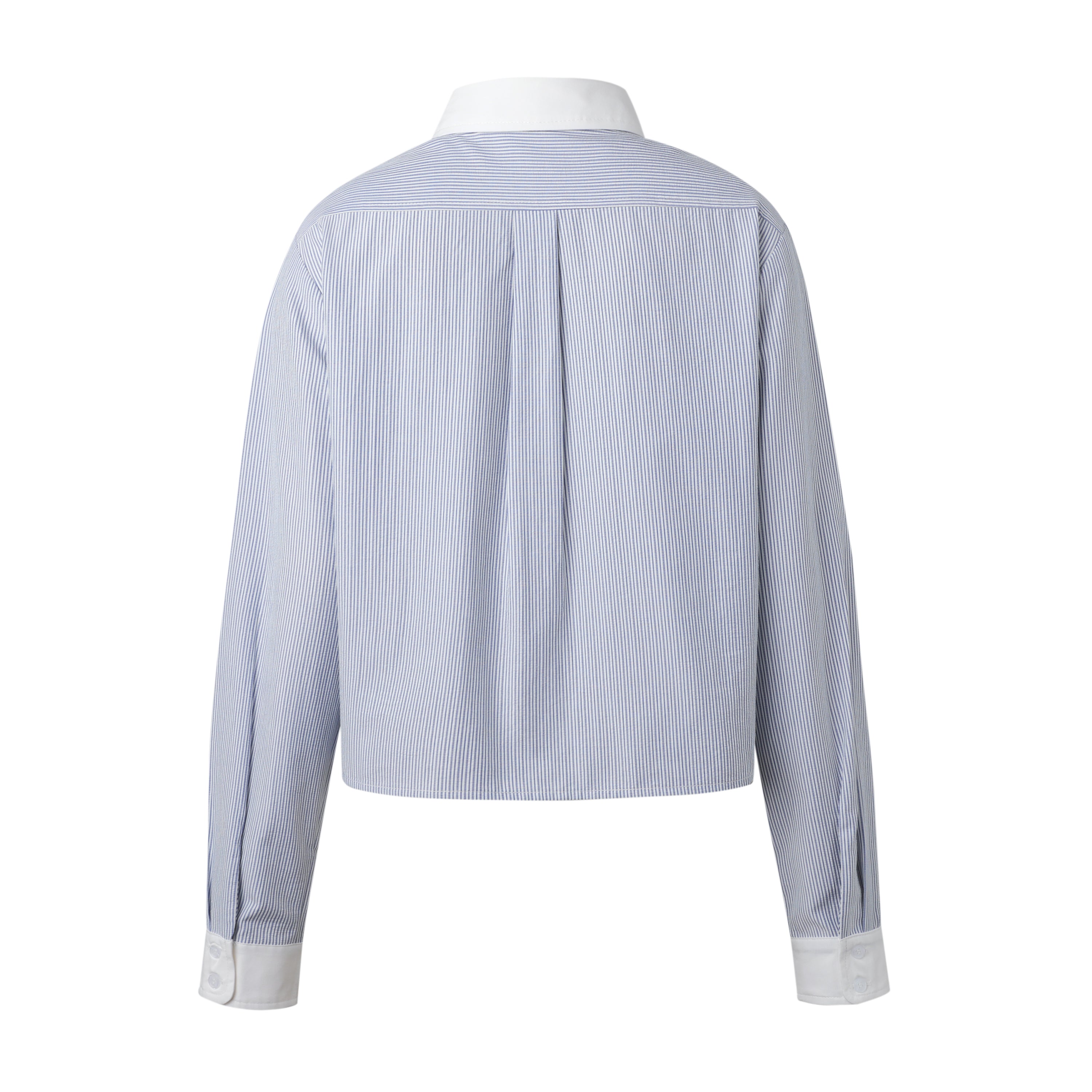 Back Of Blue Stripe Seersucker Button Down