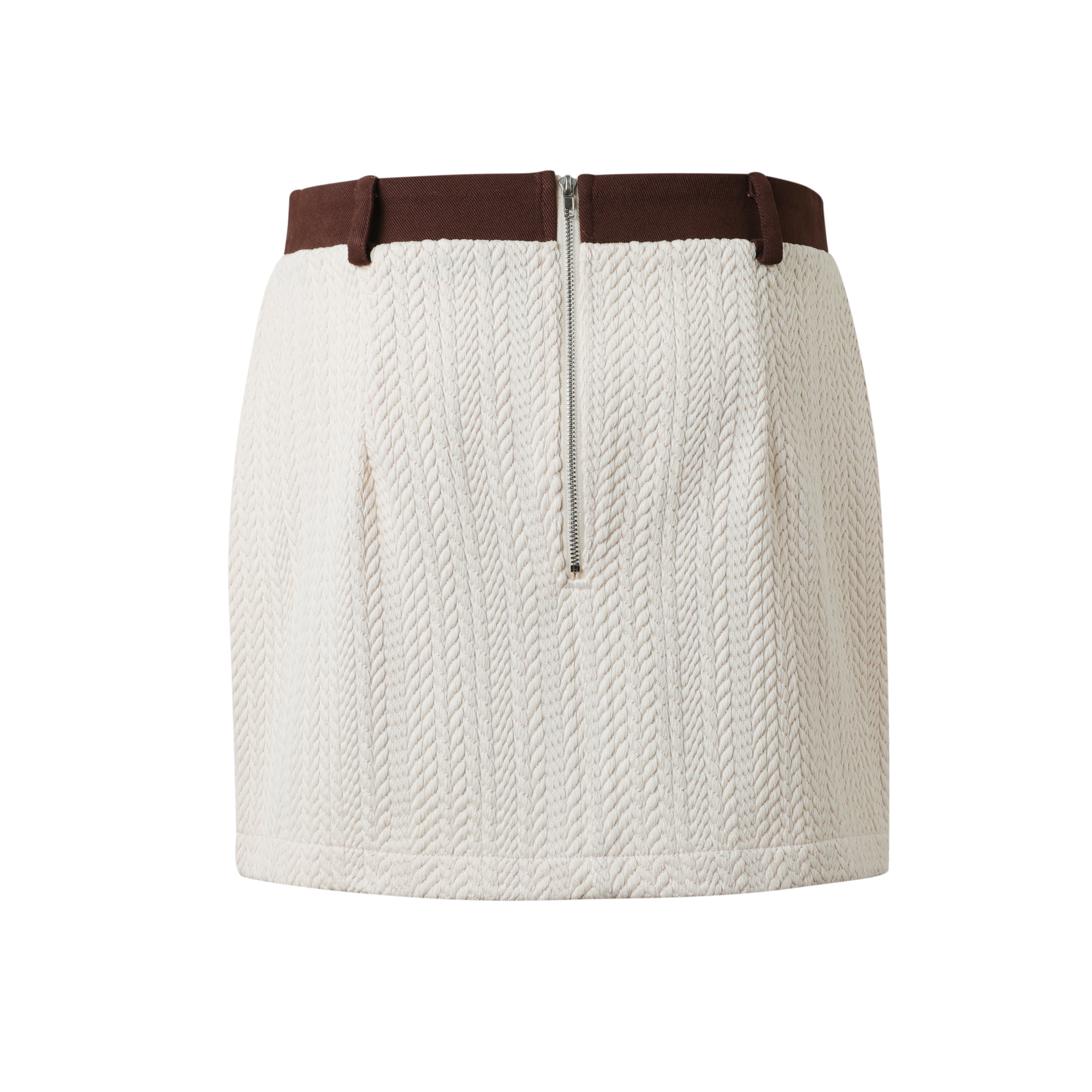 Back Of Cream Textured Knit Mini Skirt