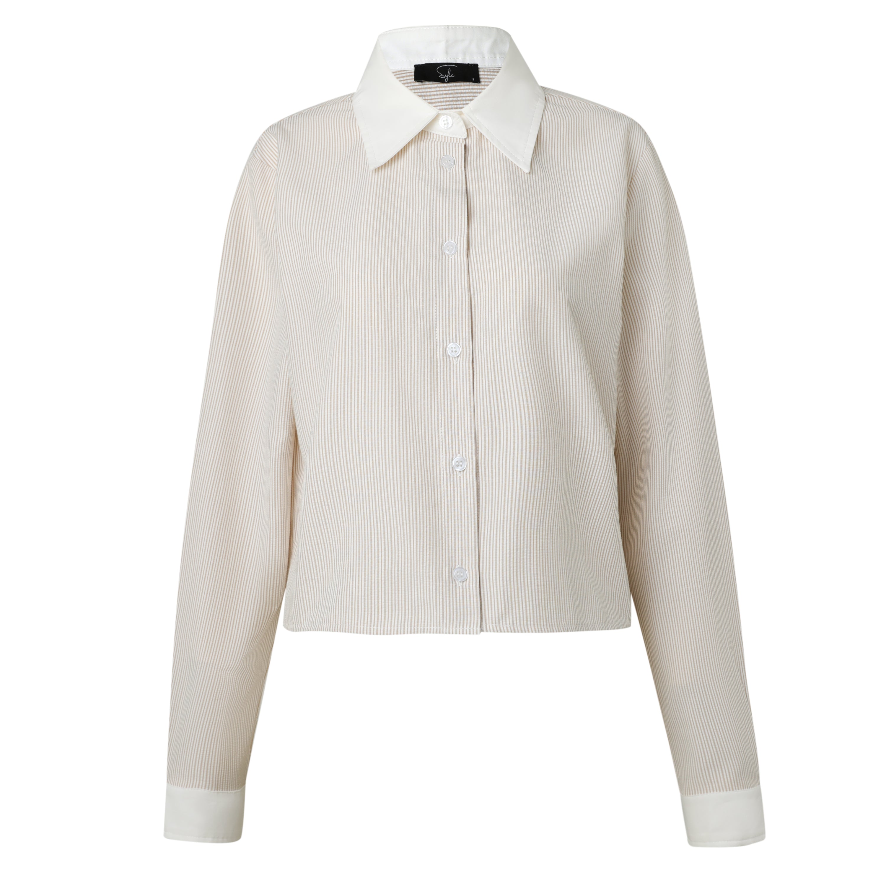 Beige Stripe Seersucker Button Down