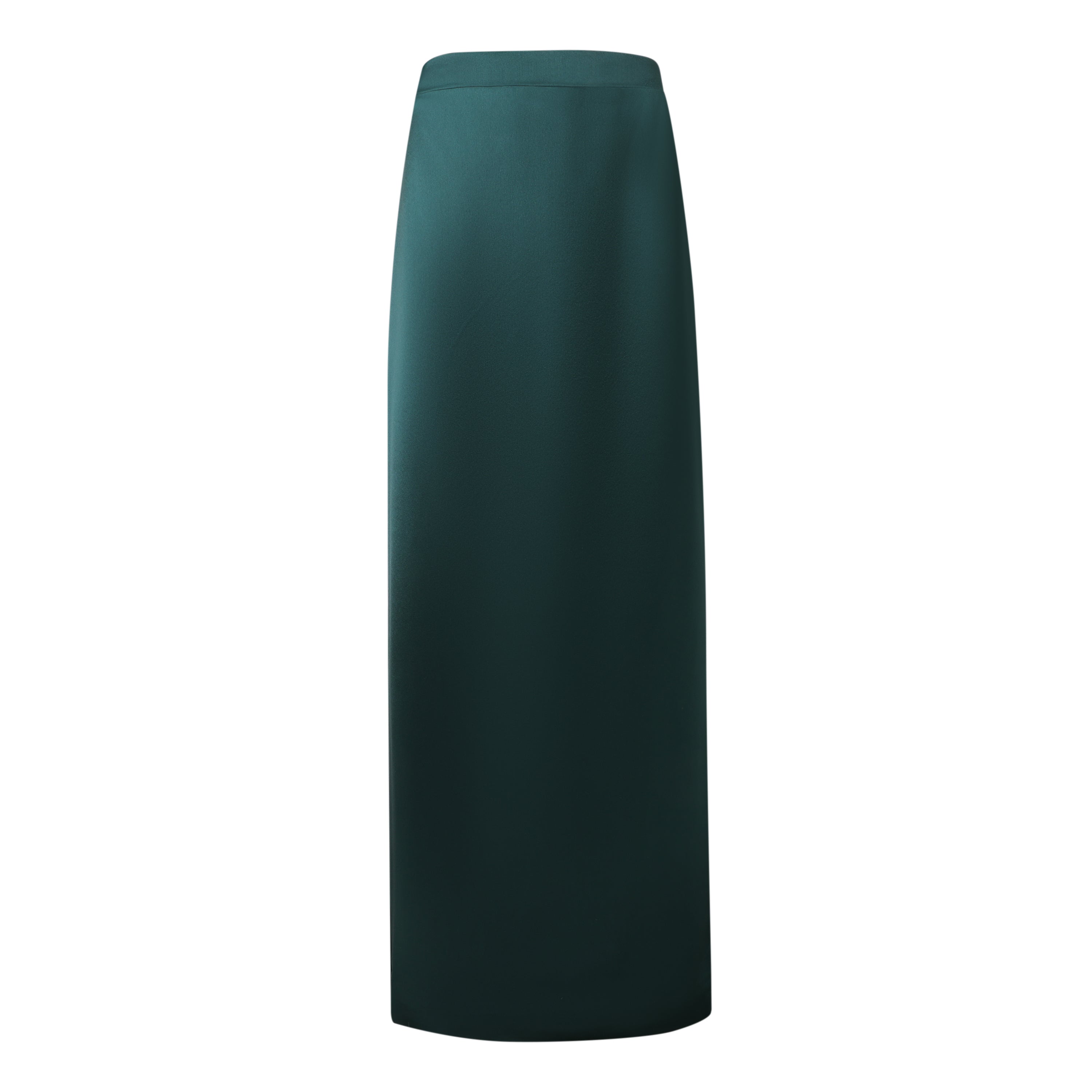 Deep Green satin skirt on a white background