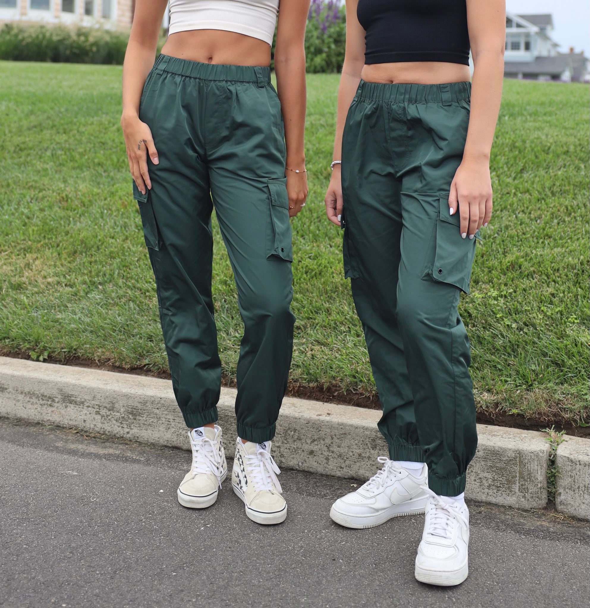Pine Green Nylon Cargo Pants – SYLC Designs