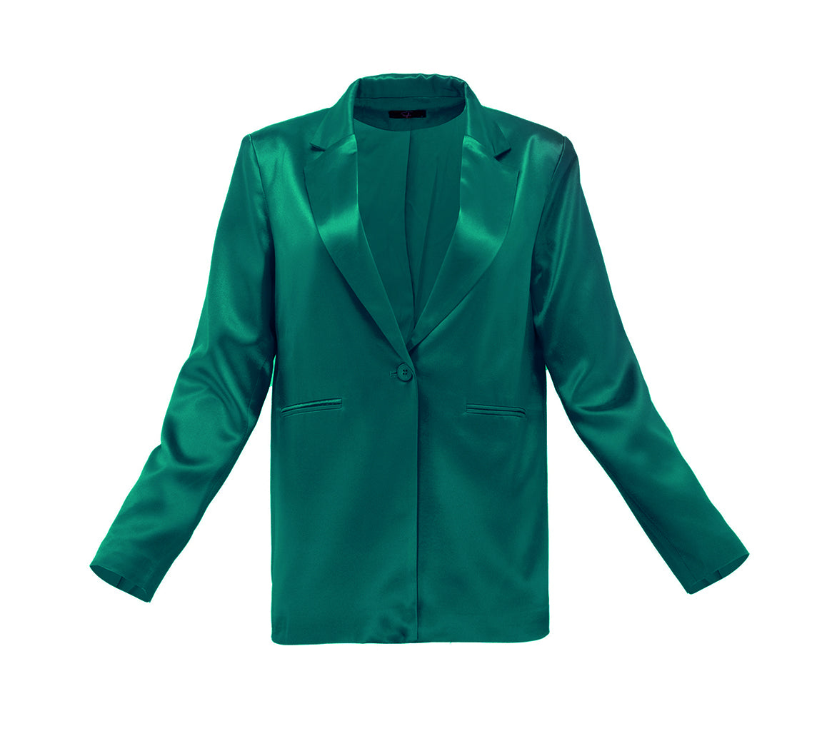 Green hot sale satin blazer