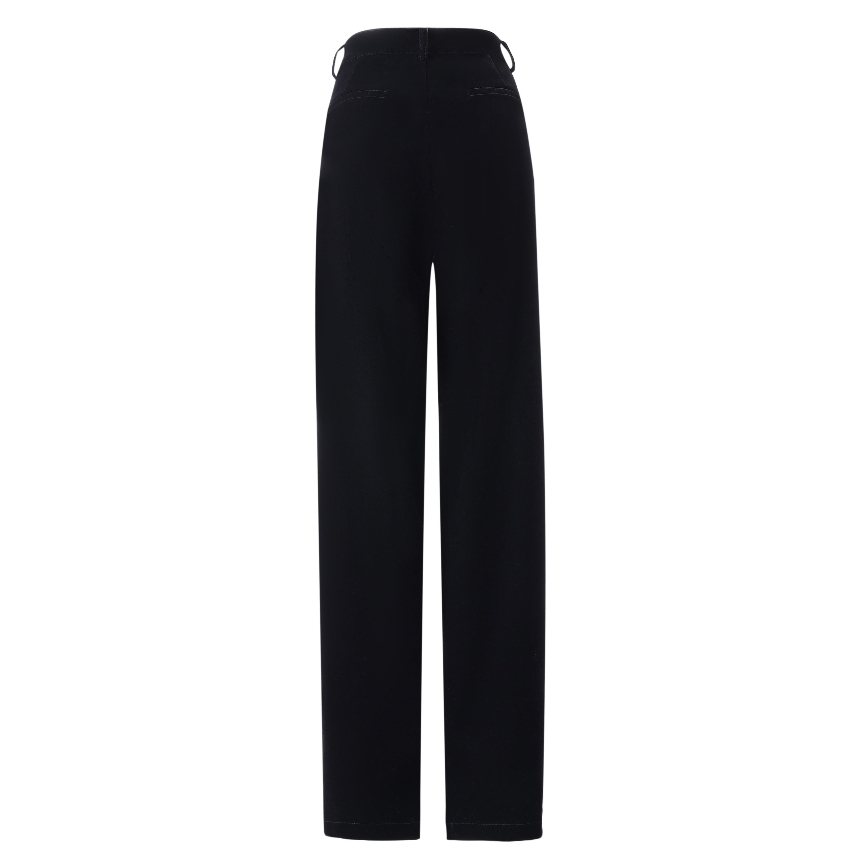 back of black velvet pants on a white background