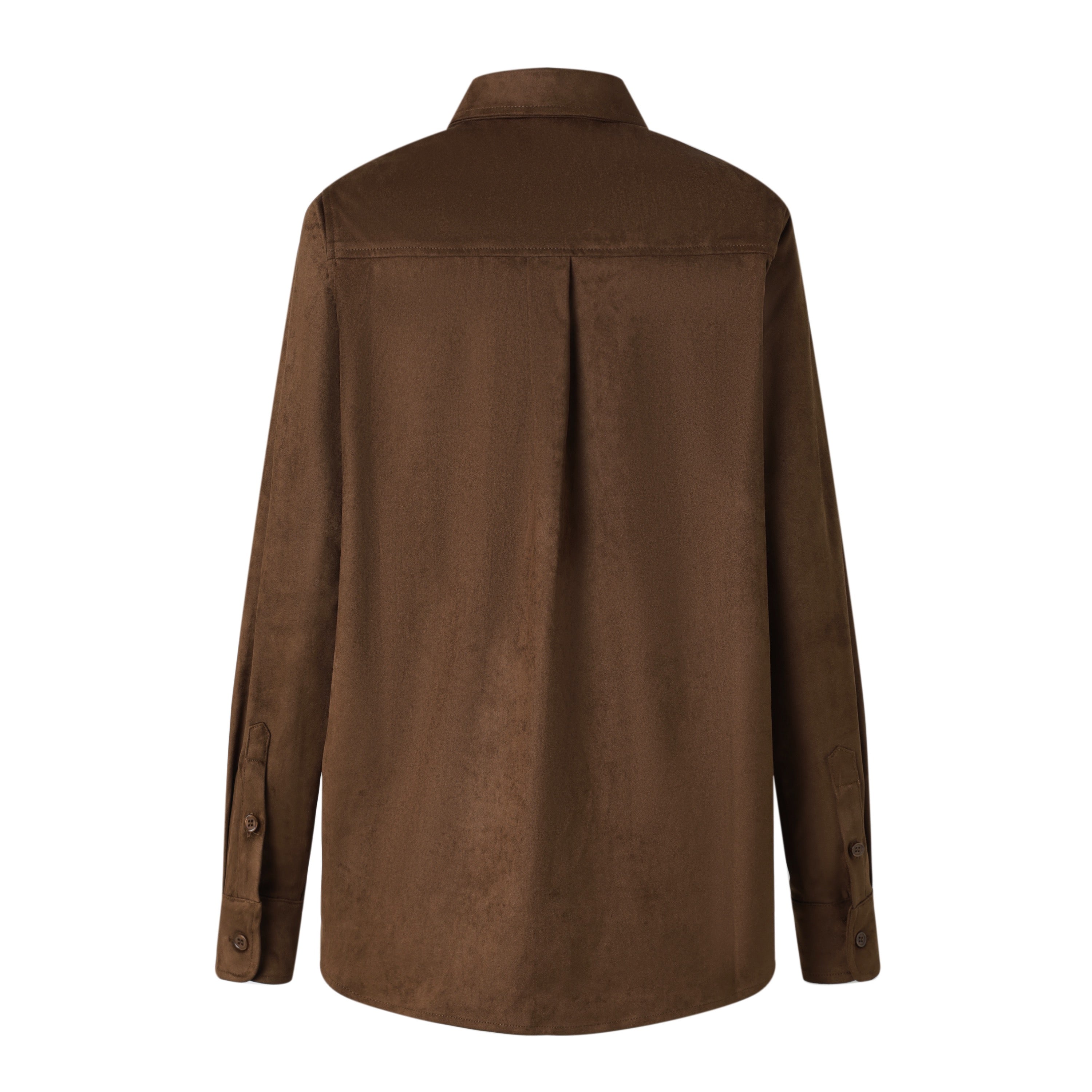 back of a brown suede button down shirt