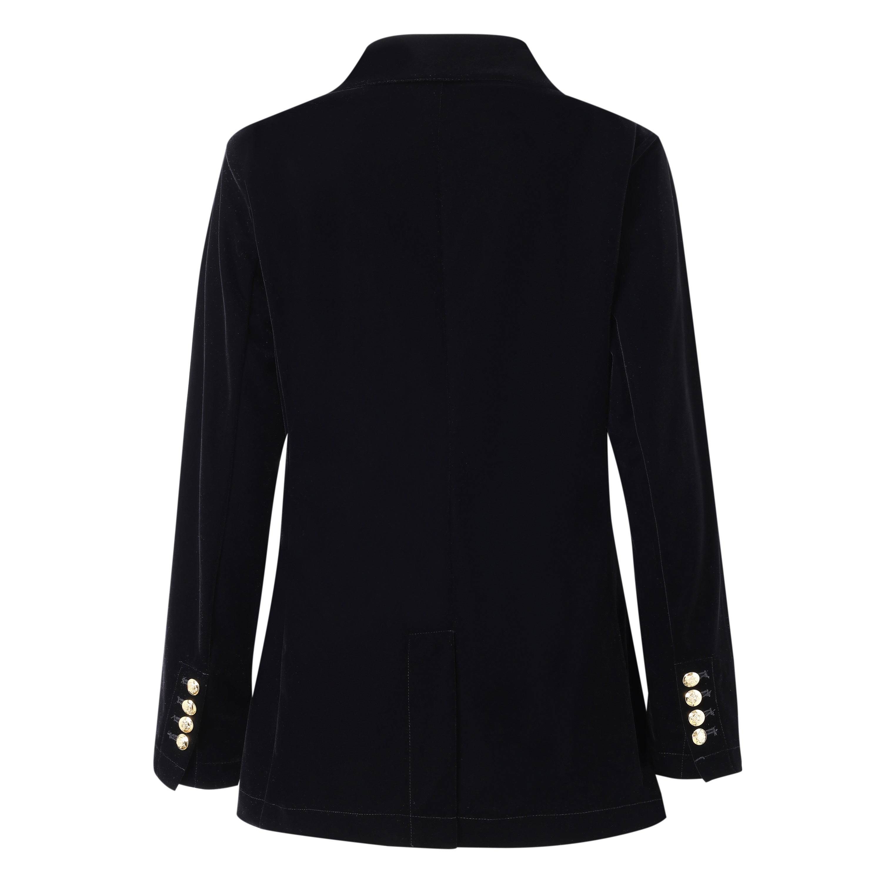 back of black velvet blazer