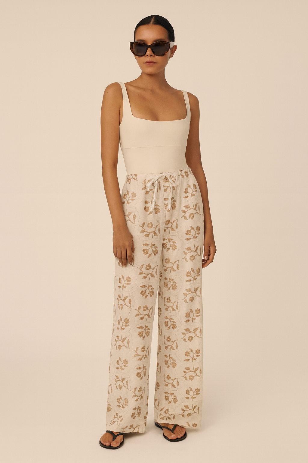 womens printed linen beach pants