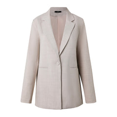 SYLC Designs Womens Beige Linen Blazer