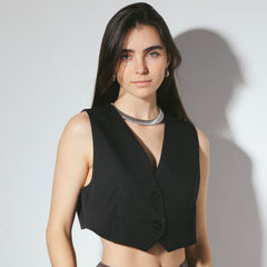 SYLC Designs Womens Black Cropped Cotton Vest