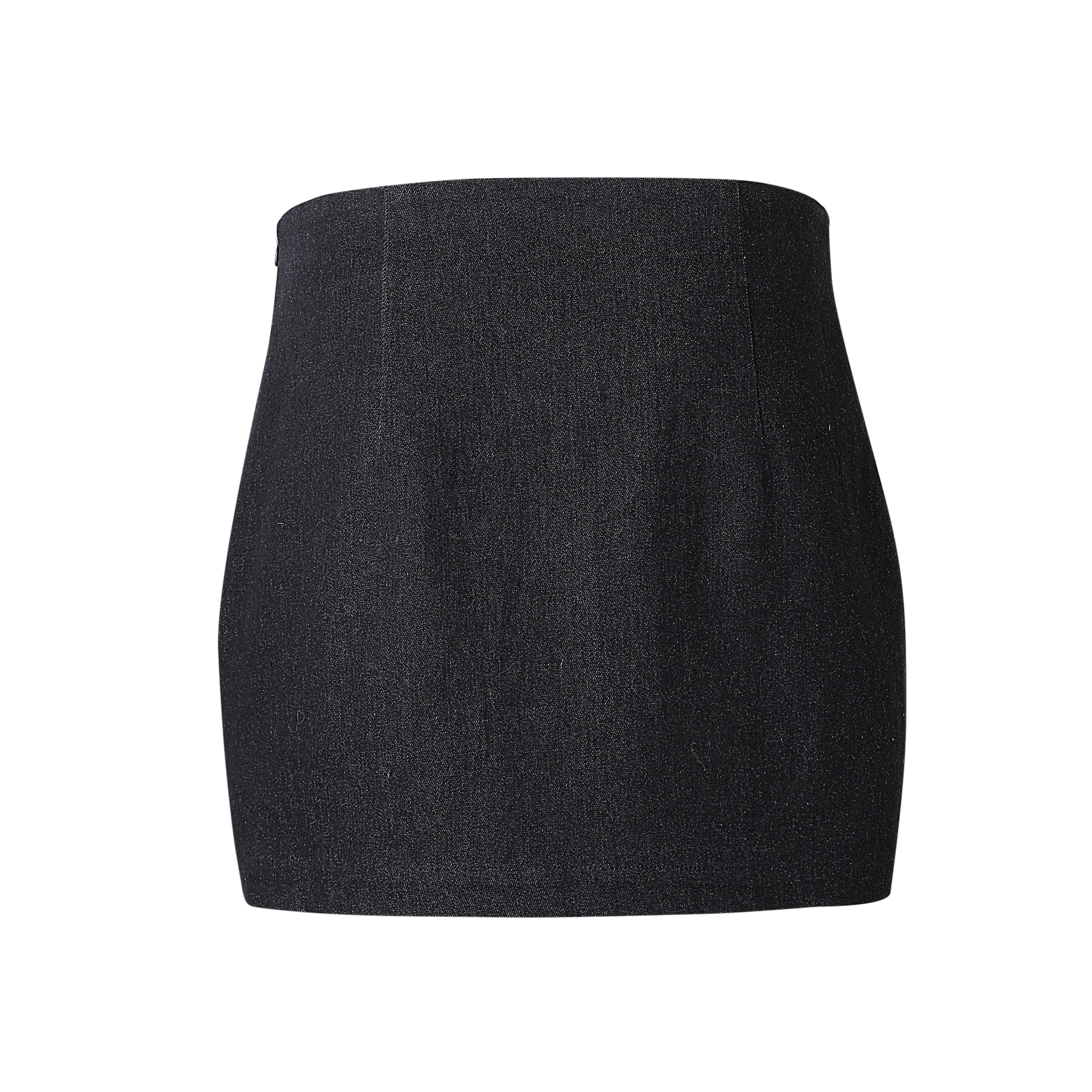 Sylc Designs Womens Black Denim Button Mini Skirt