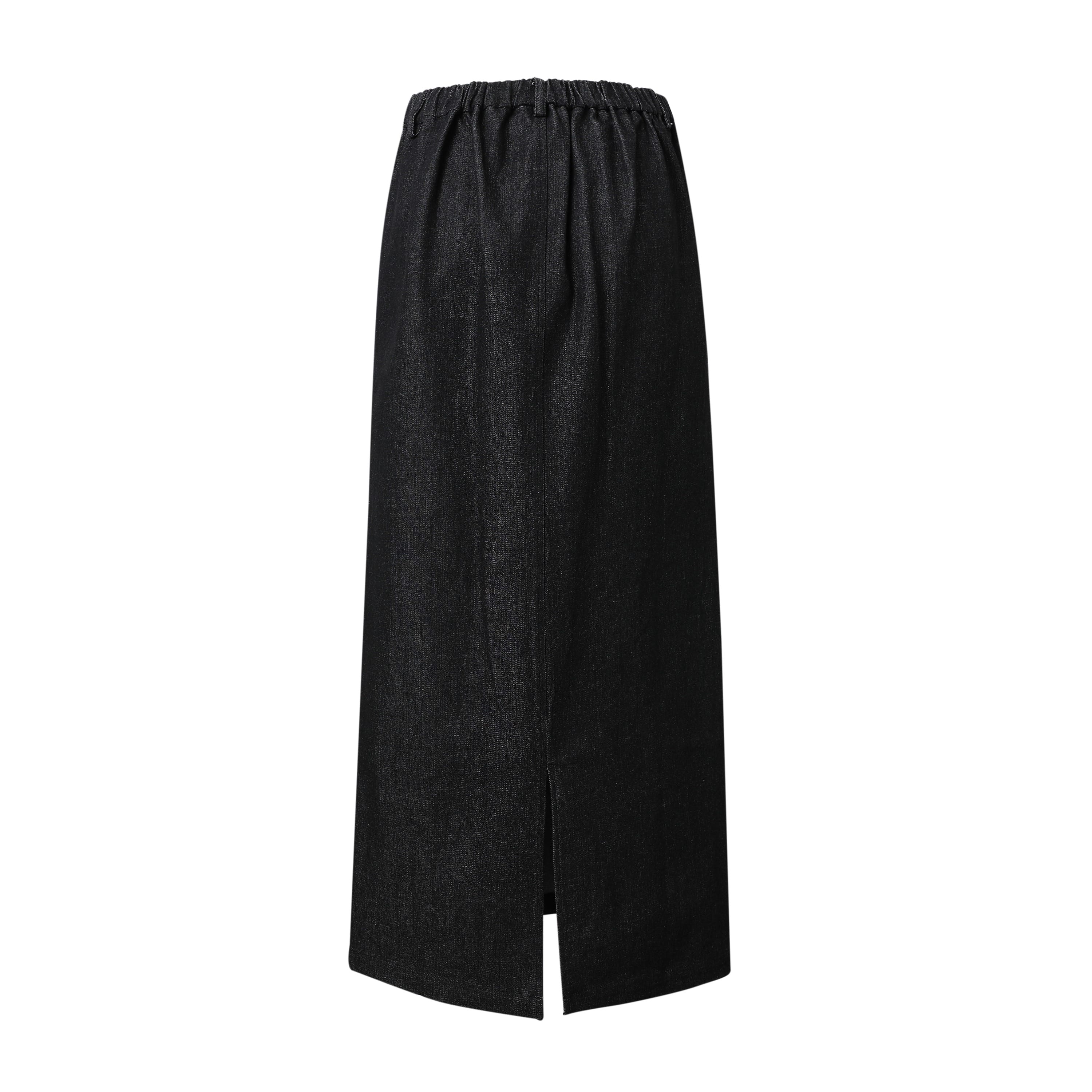 Sylc Designs Womens Black Denim Elastic Maxi Skirt