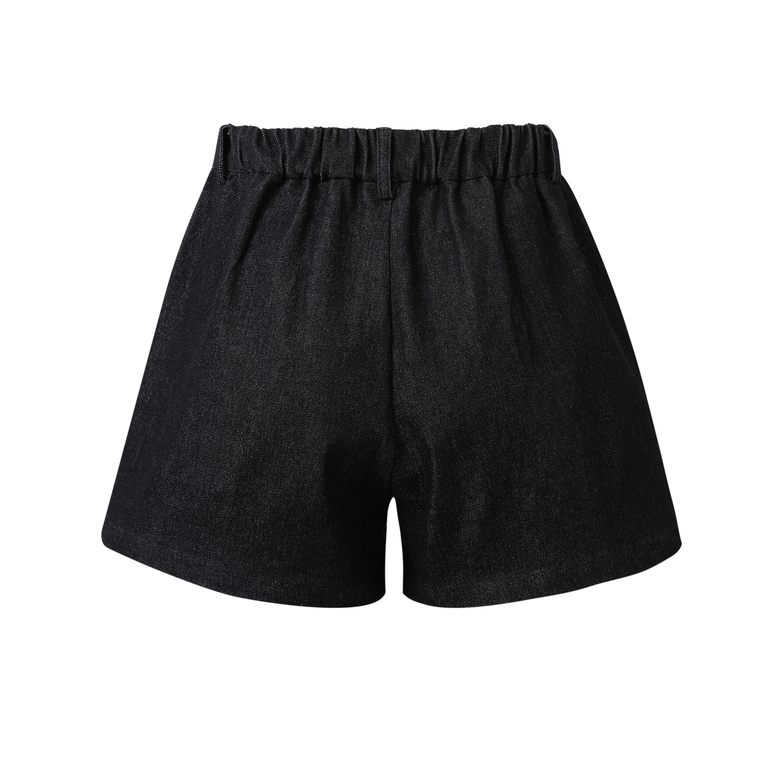 Sylc Designs Womens Black Denim Elastic Shorts