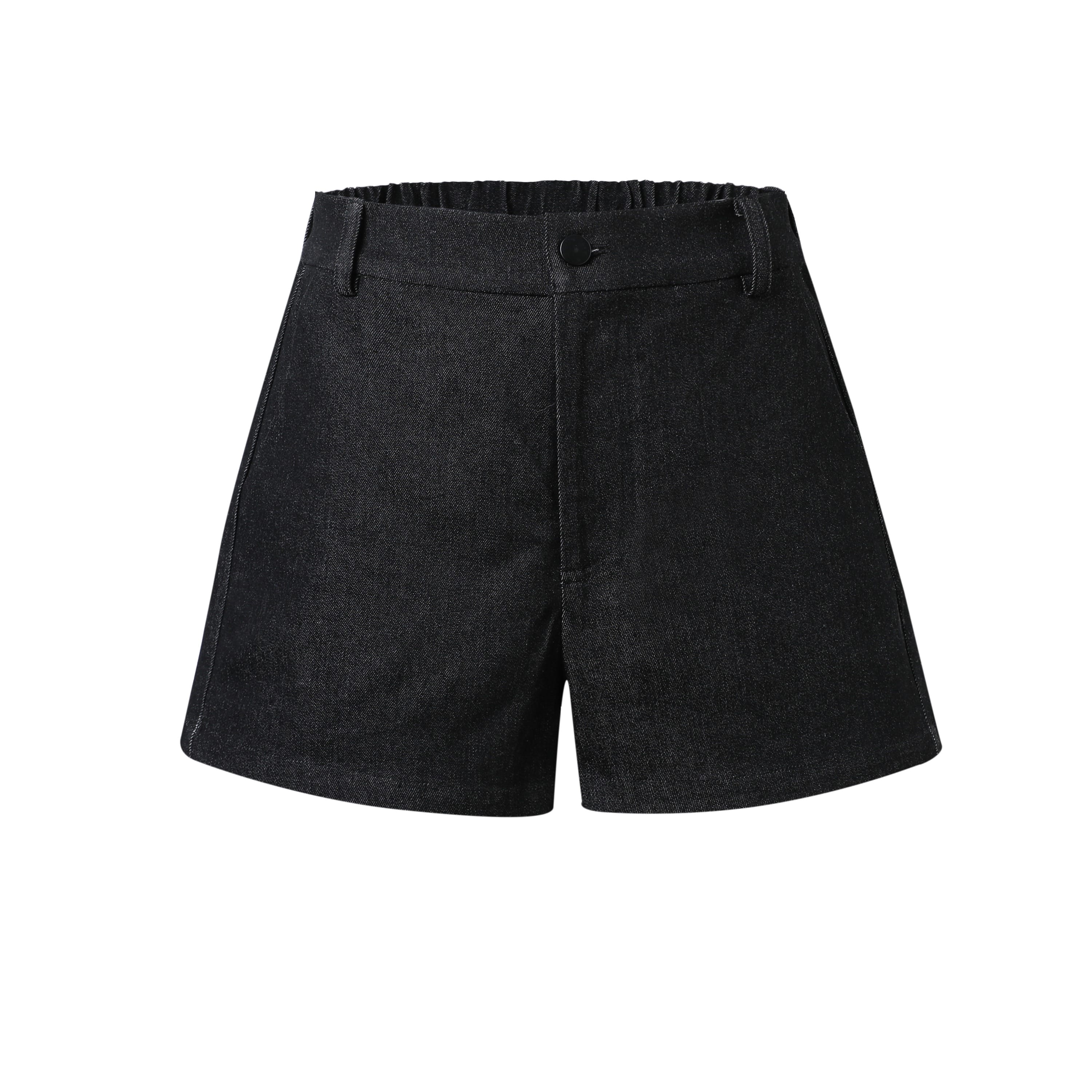 Sylc Designs Womens Black Denim Elastic Shorts