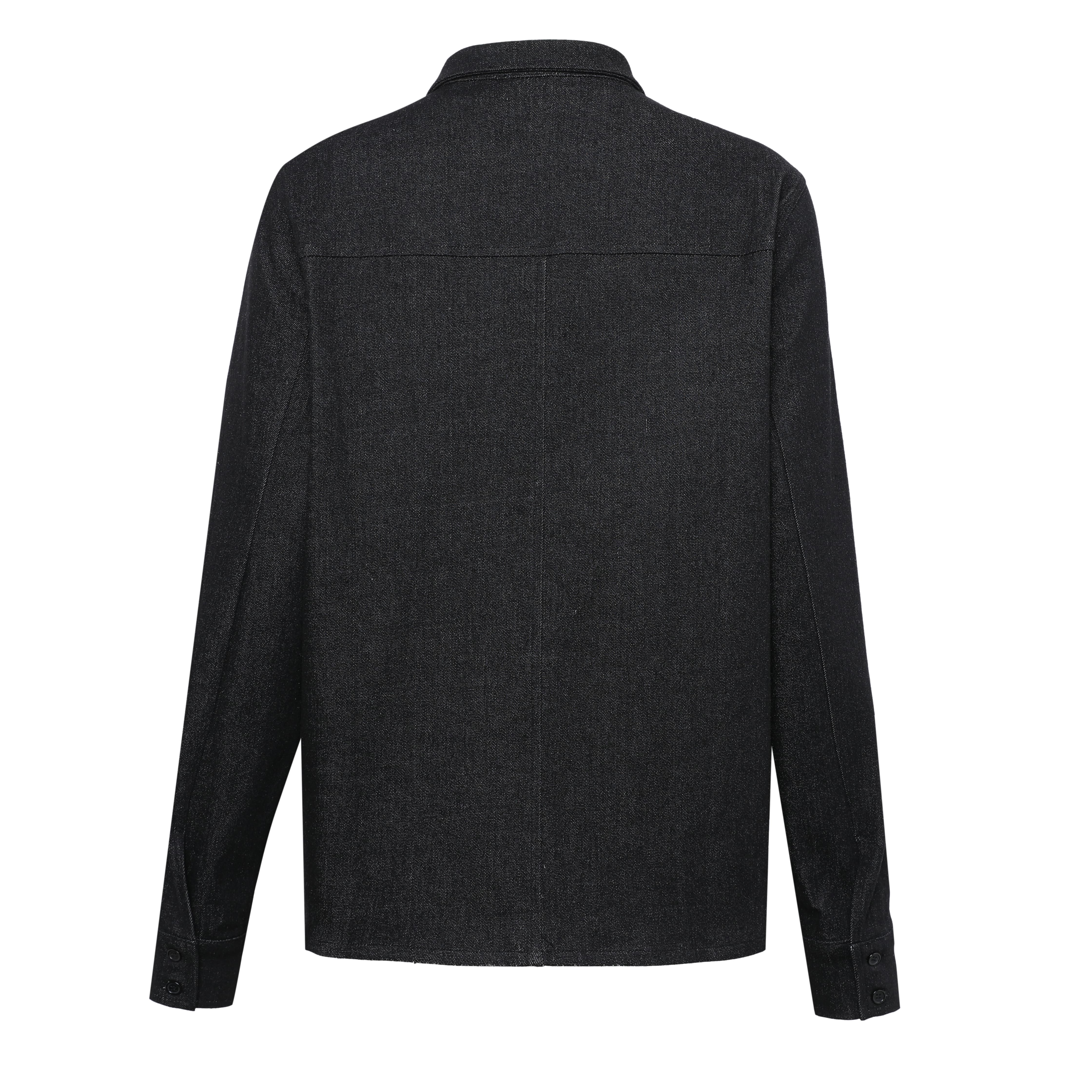 SYLC Designs Womens Black Denim Long Sleeve Button Down