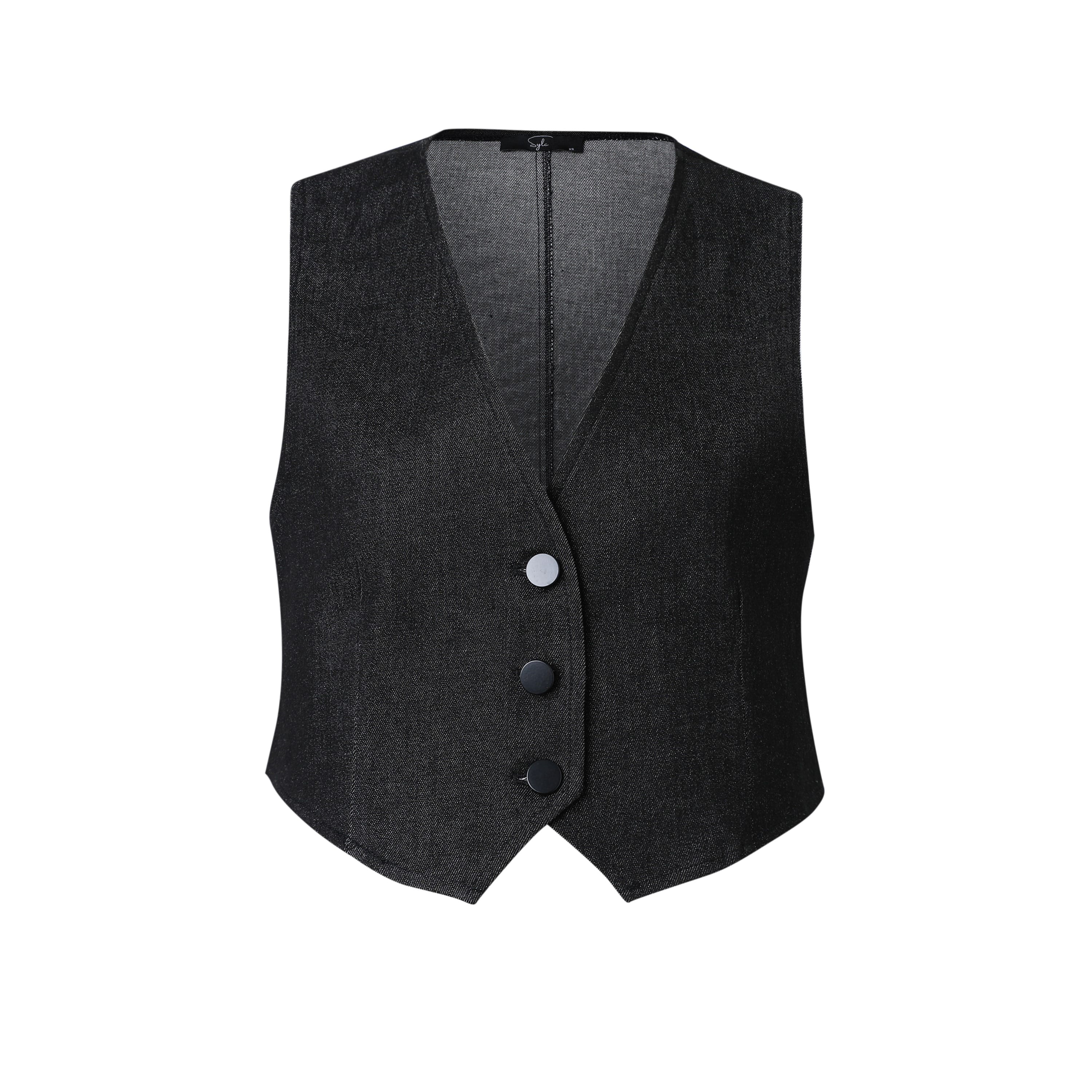 SYLC Designs Womens Black Denim Vest