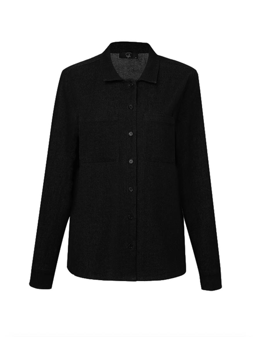Sylc Designs Womens Black Long Sleeve Button Down