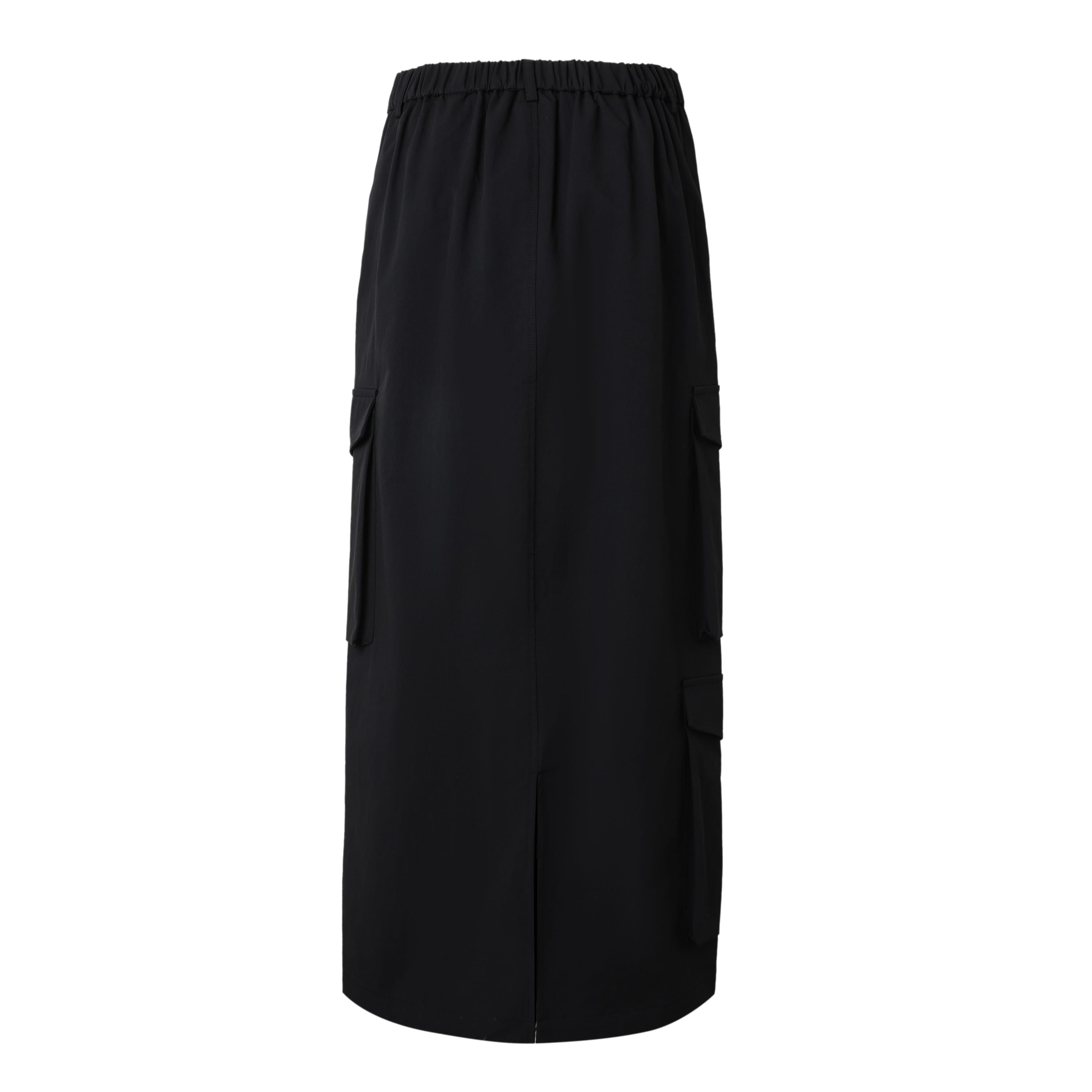 SYLC Designs Womens Black Nylon Cargo Maxi Skirt