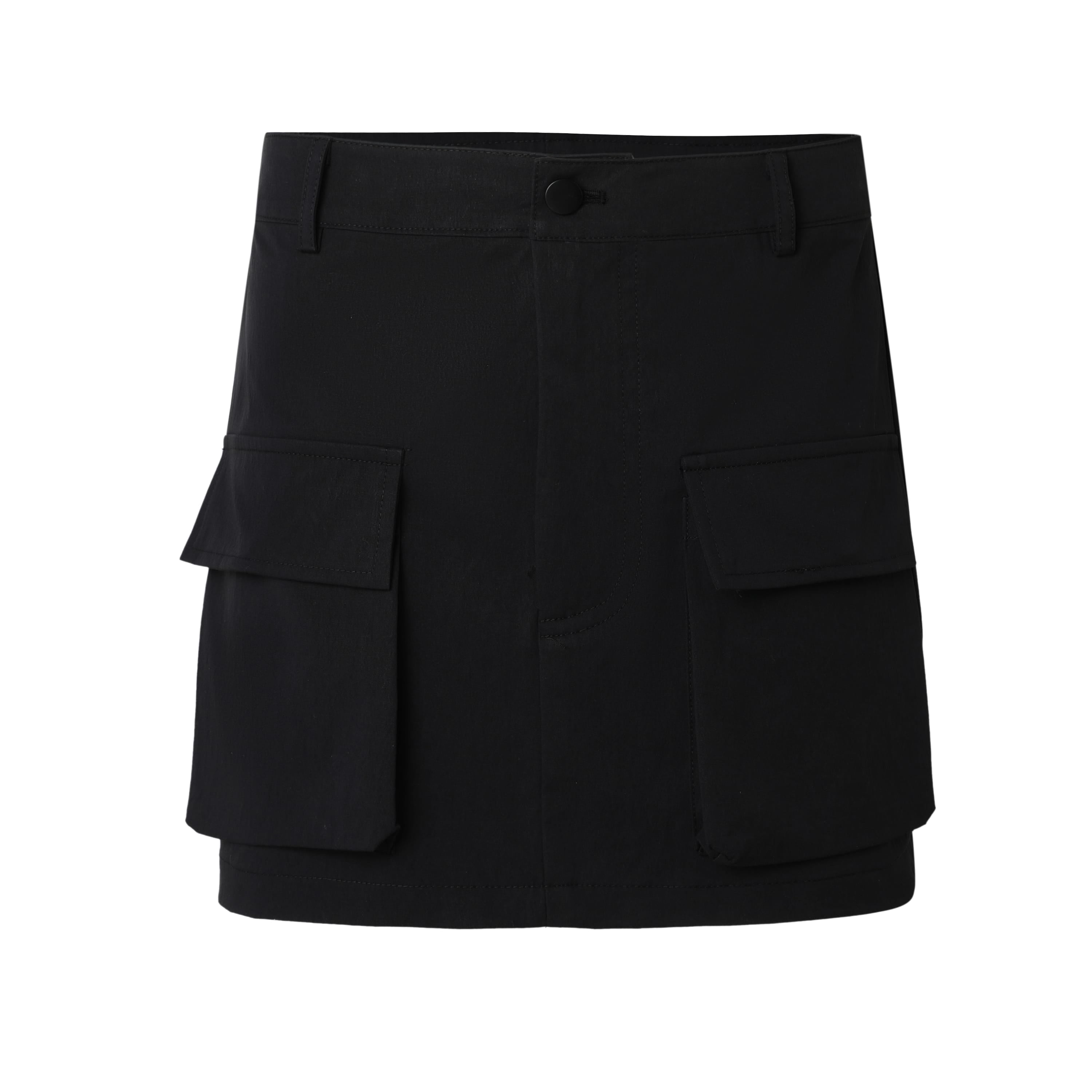 Sylc Designs Womens Black Nylon Cargo Mini Skirt