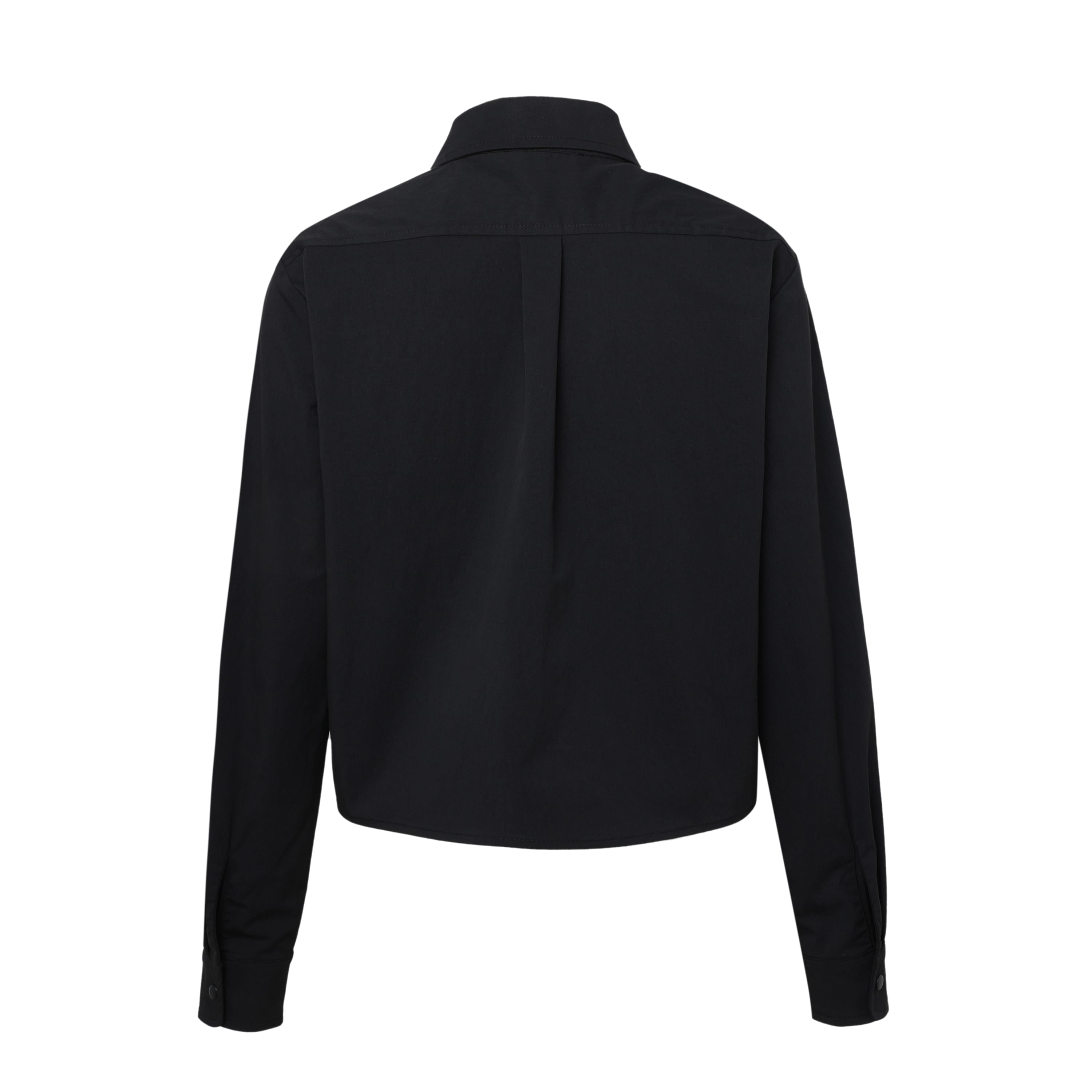 SYLC Designs Womens Black Nylon Snap Button Down
