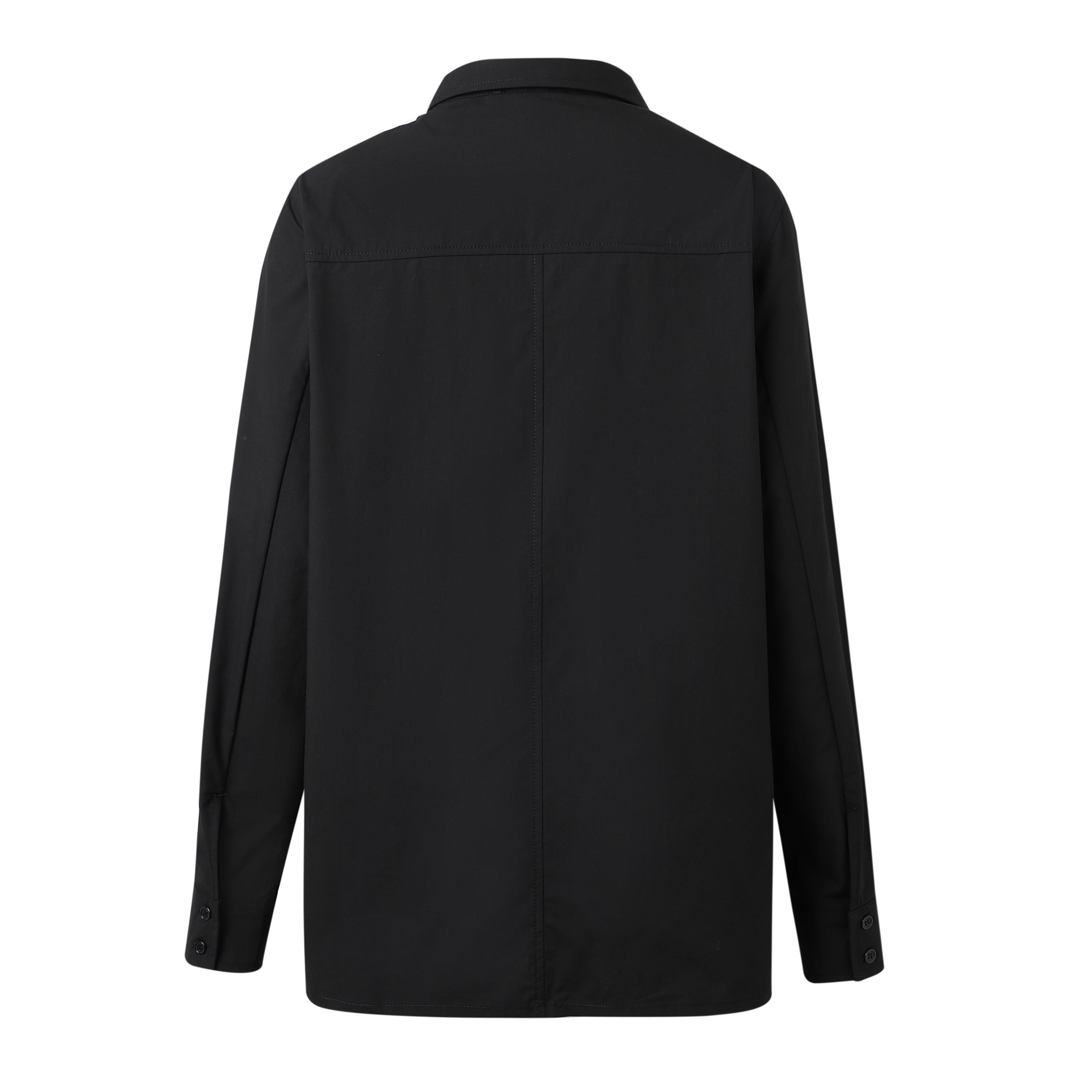 Sylc Designs Womens Black Poplin Long Sleeve Button Down