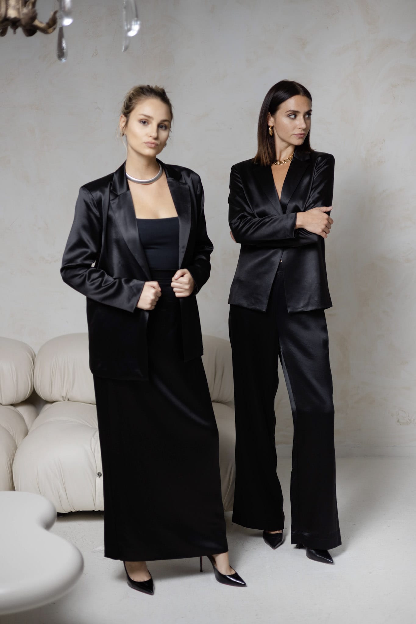Sylc Designs Womens Black Satin Elastic Maxi Skirt