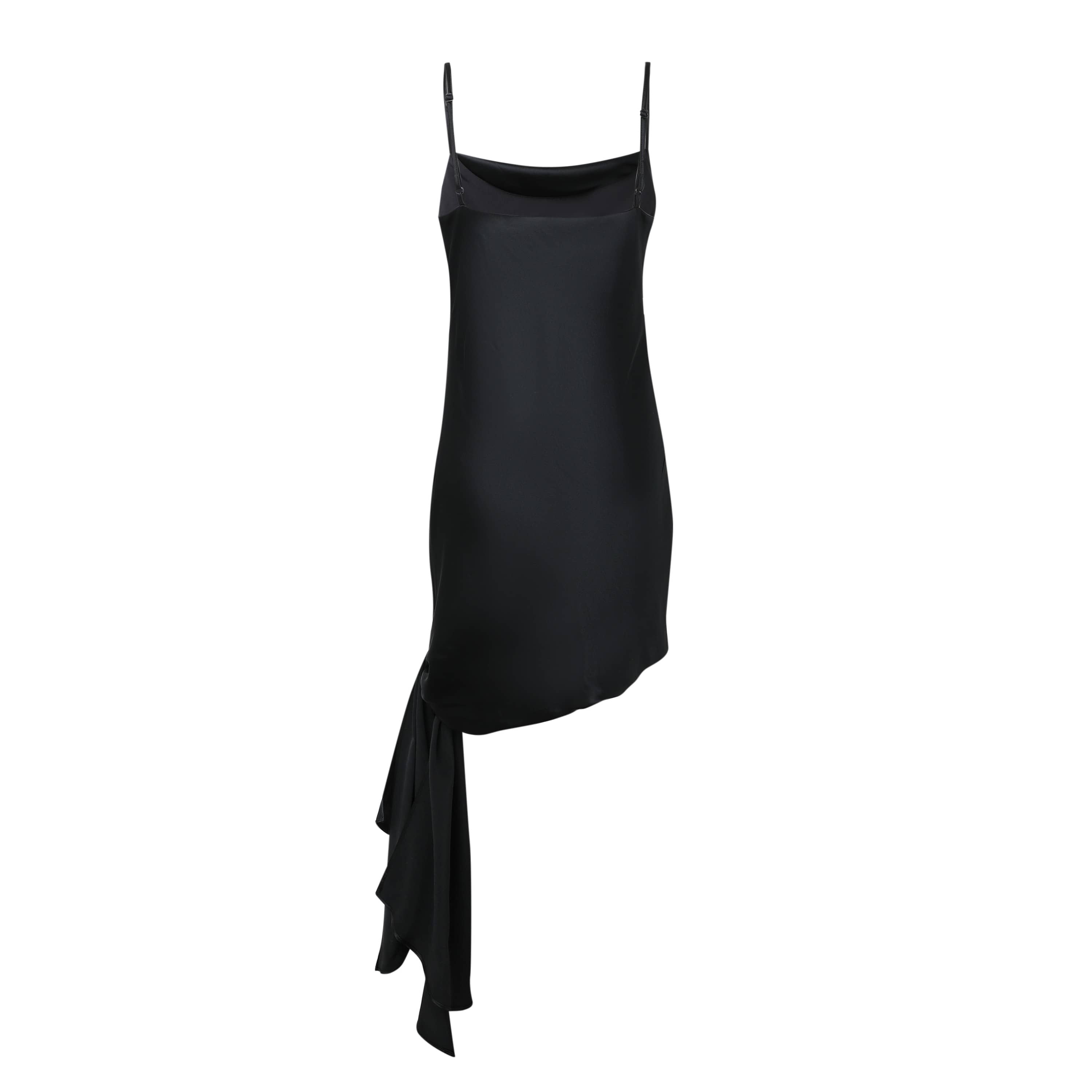 Sylc Designs Womens Black Satin Knot Slip Dress