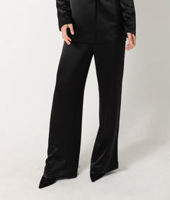 Sylc Designs Womens Black Satin Pants