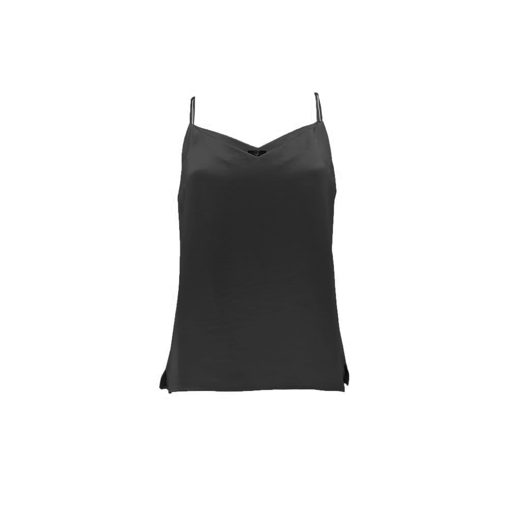 Sylc Designs Womens Black Satin Tank Top
