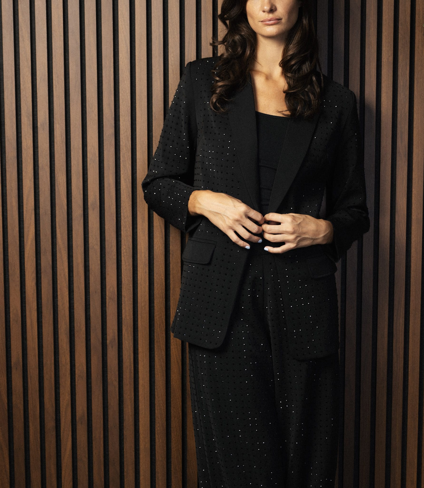 SYLC Designs Womens Black Studded Blazer