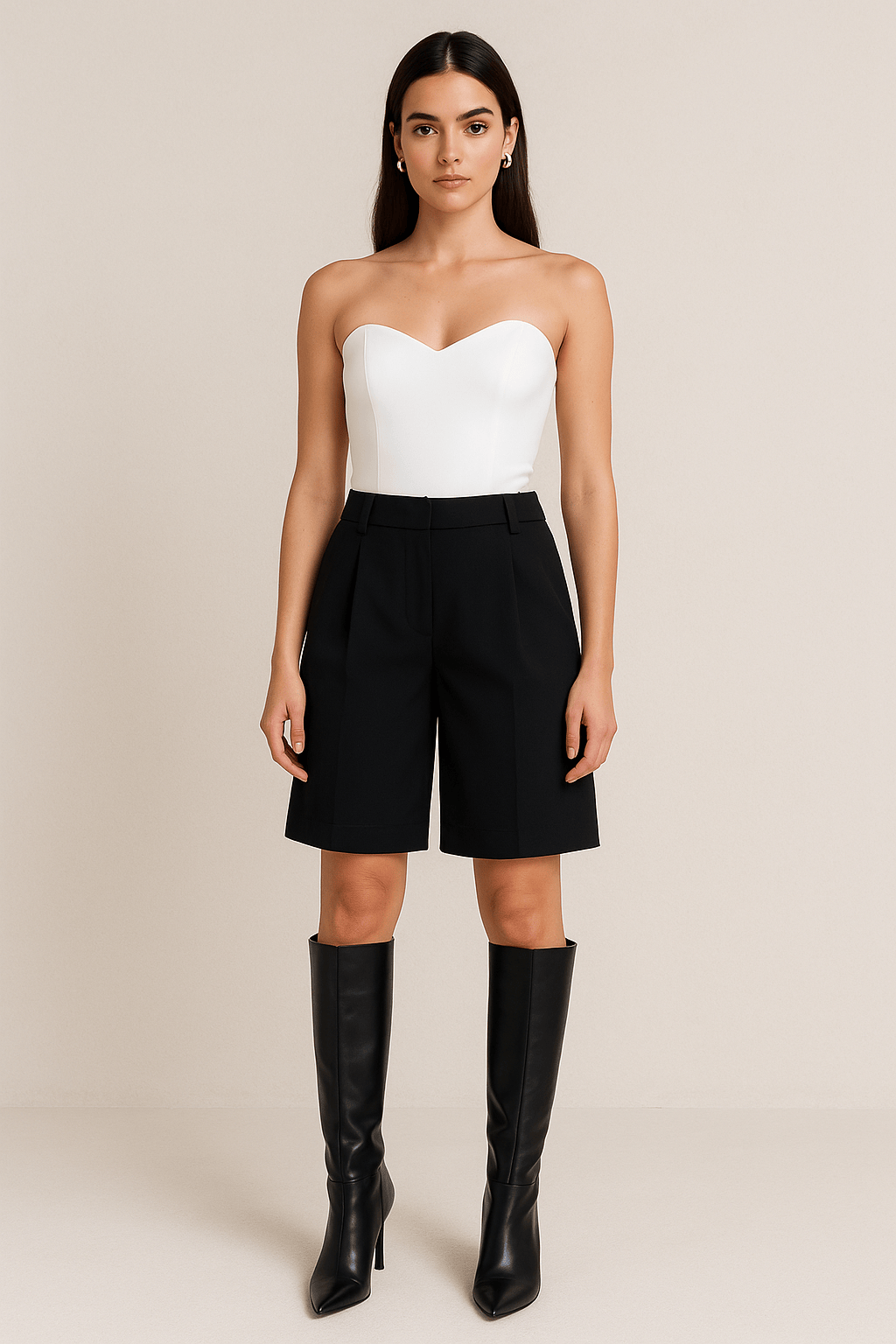 SYLC Designs Womens Black Suiting Long Shorts