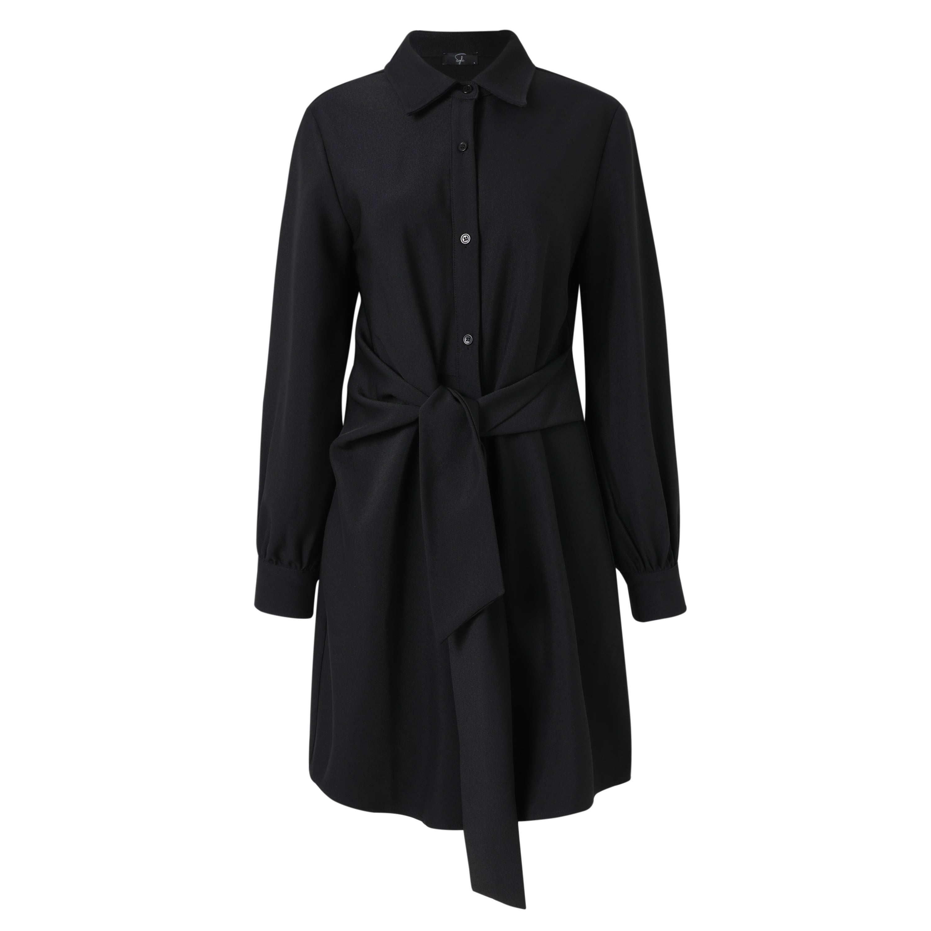 SYLC Designs Womens Black Suiting Wrap Dress