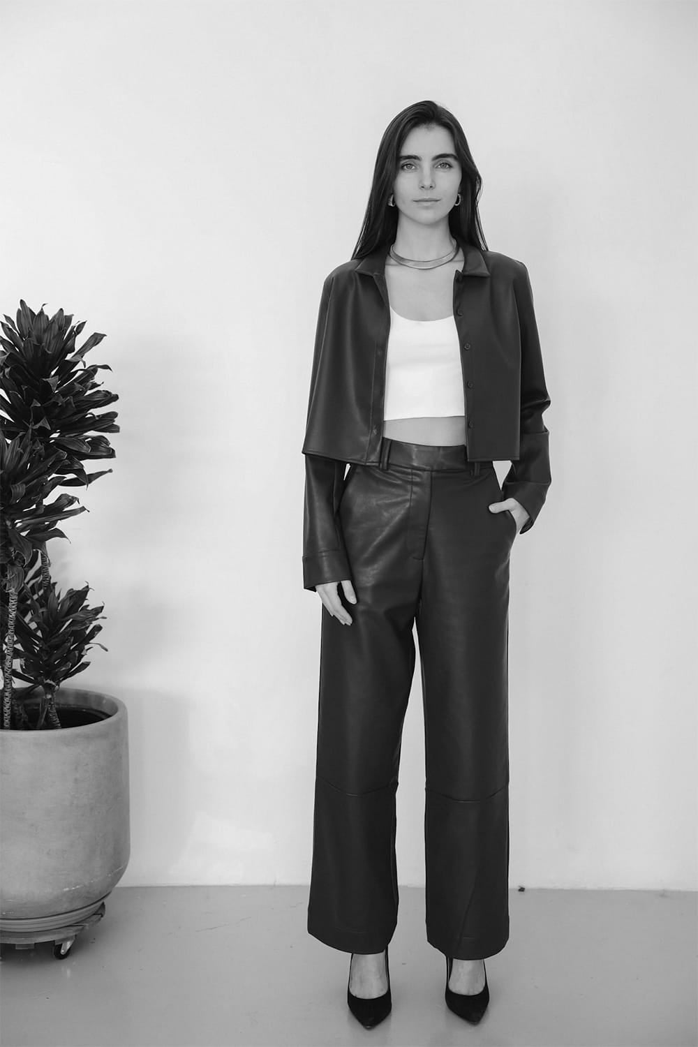 Sylc Designs Womens Black Vegan Leather Pants