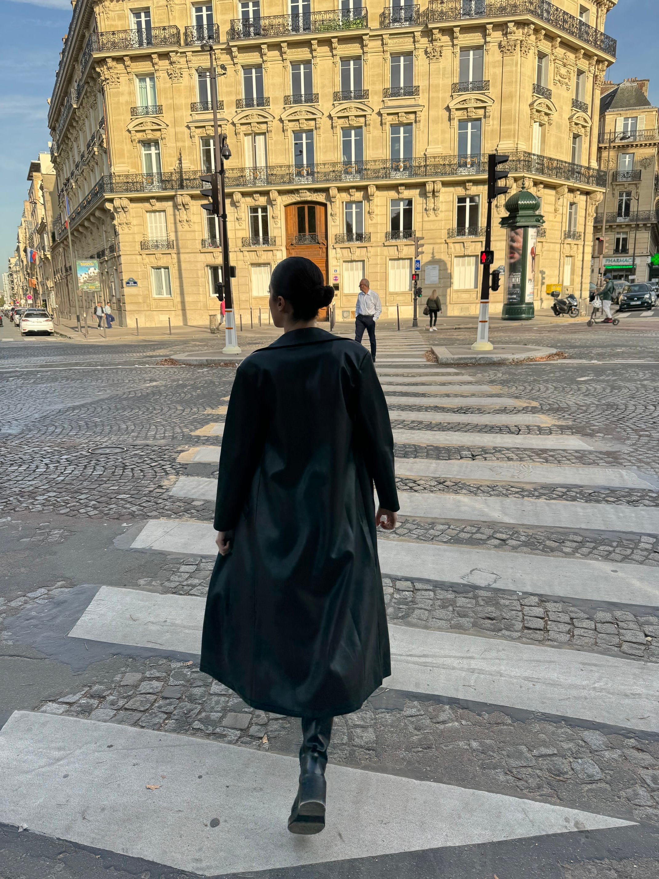 SYLC Designs Womens Black Vegan Leather Trench Coat