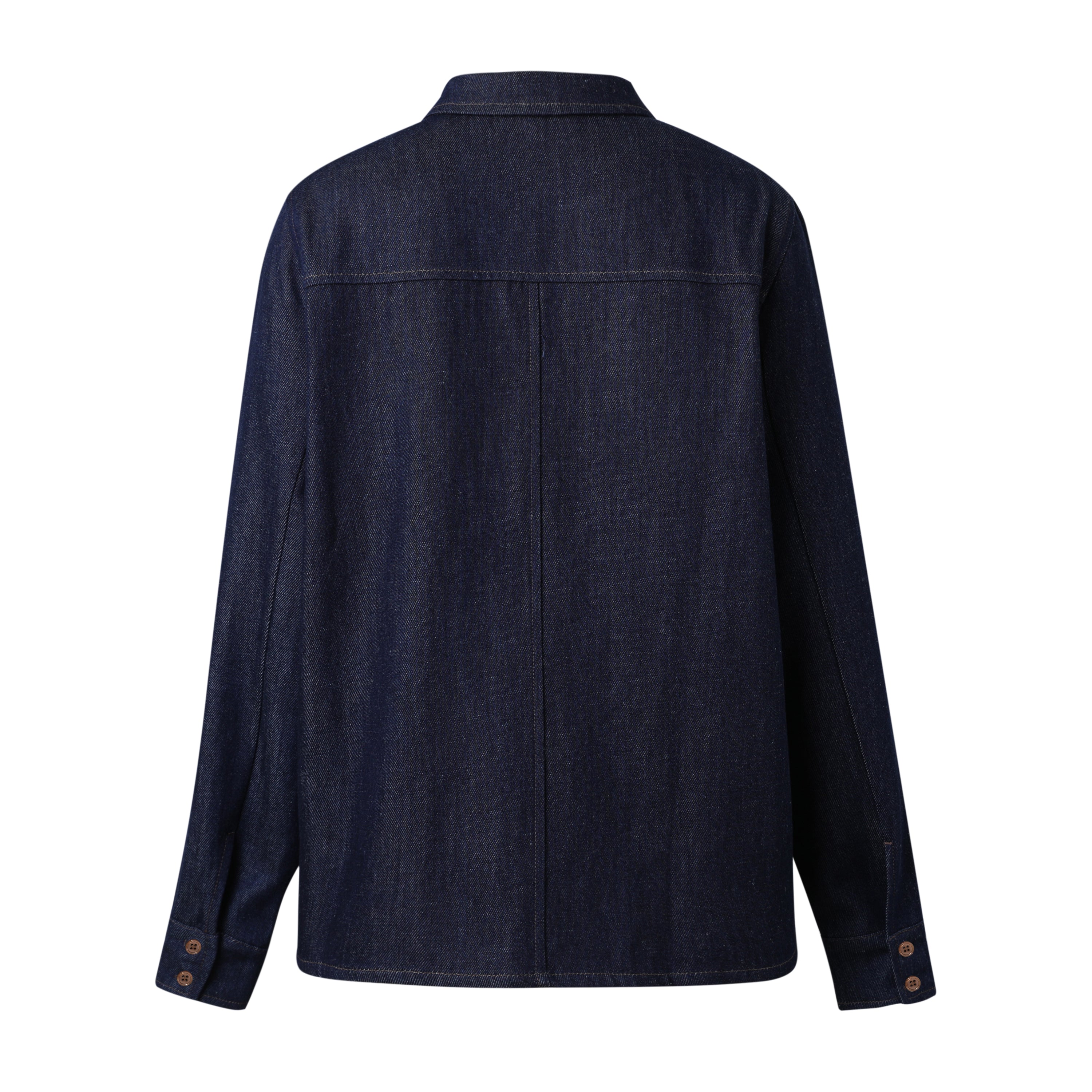 SYLC Designs Womens Blue Denim Long Sleeve Button Down