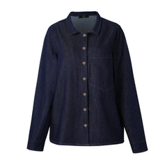 SYLC Designs Womens Blue Denim Long Sleeve Button Down