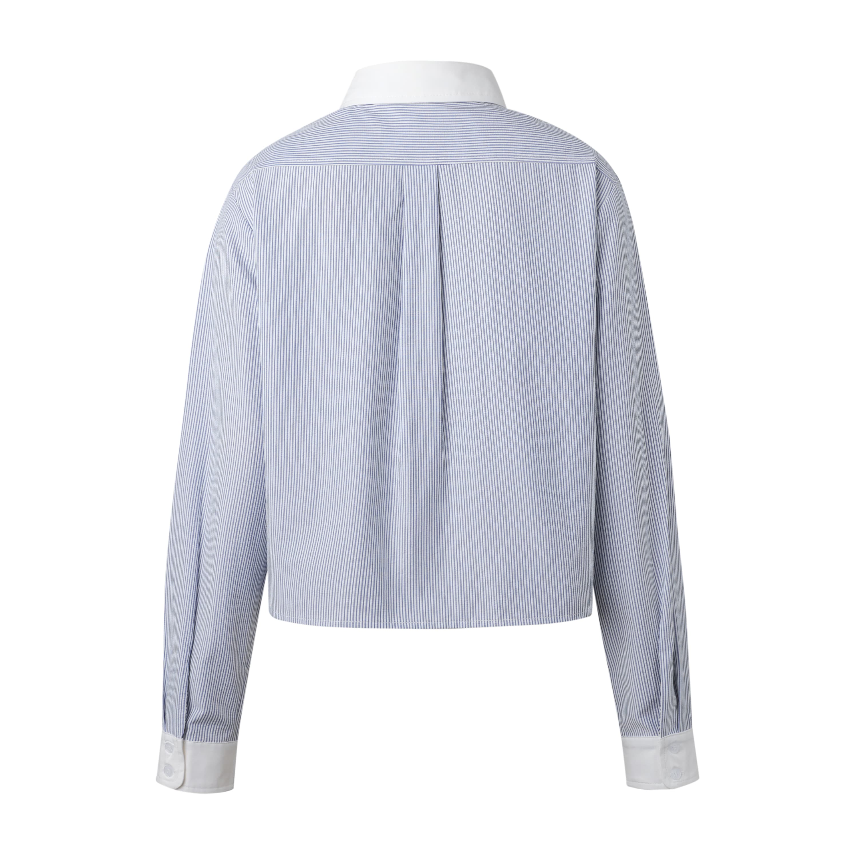 SYLC Designs Womens Blue Stripe Seersucker Button Down