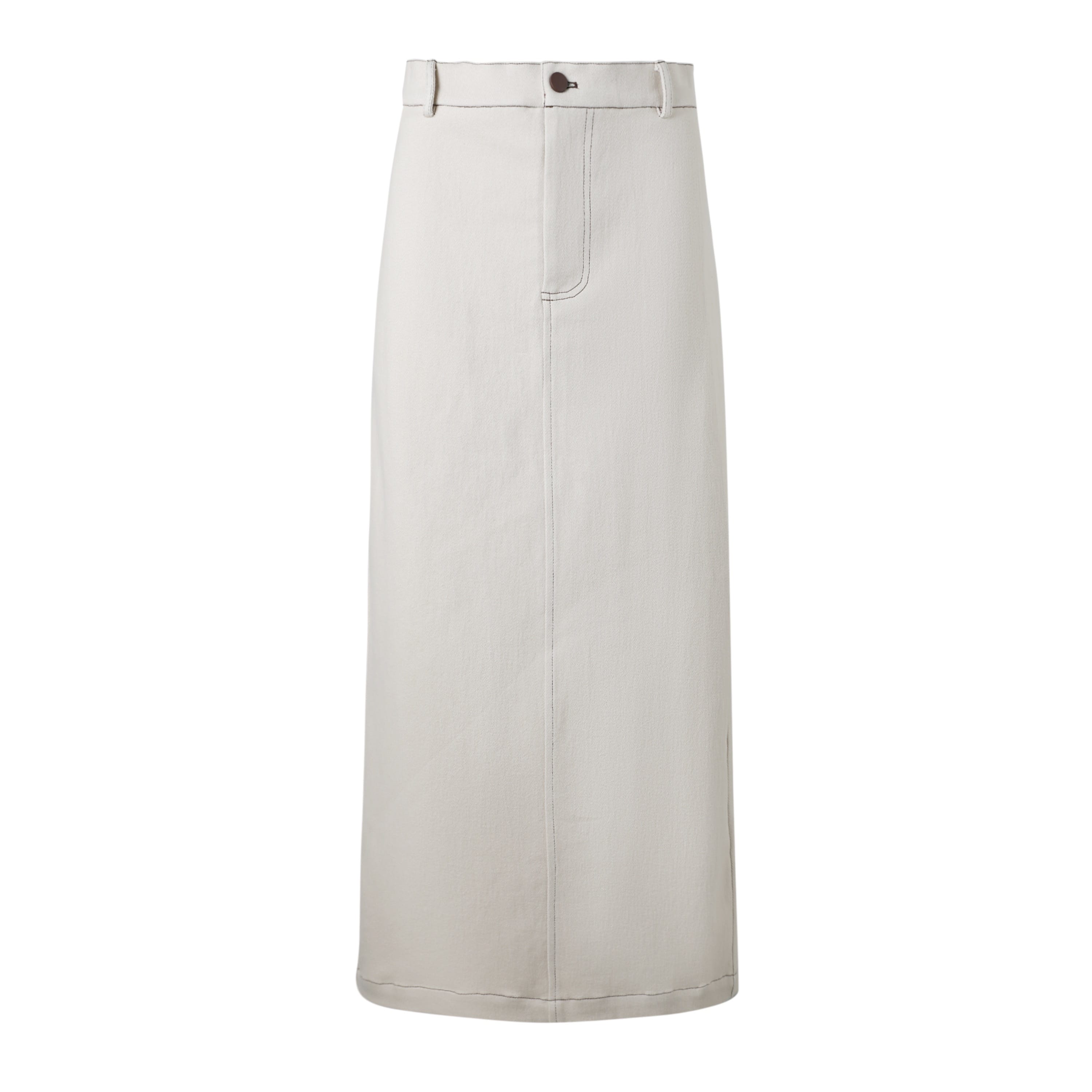 Sylc Designs Womens Bone Denim Elastic Maxi Skirt