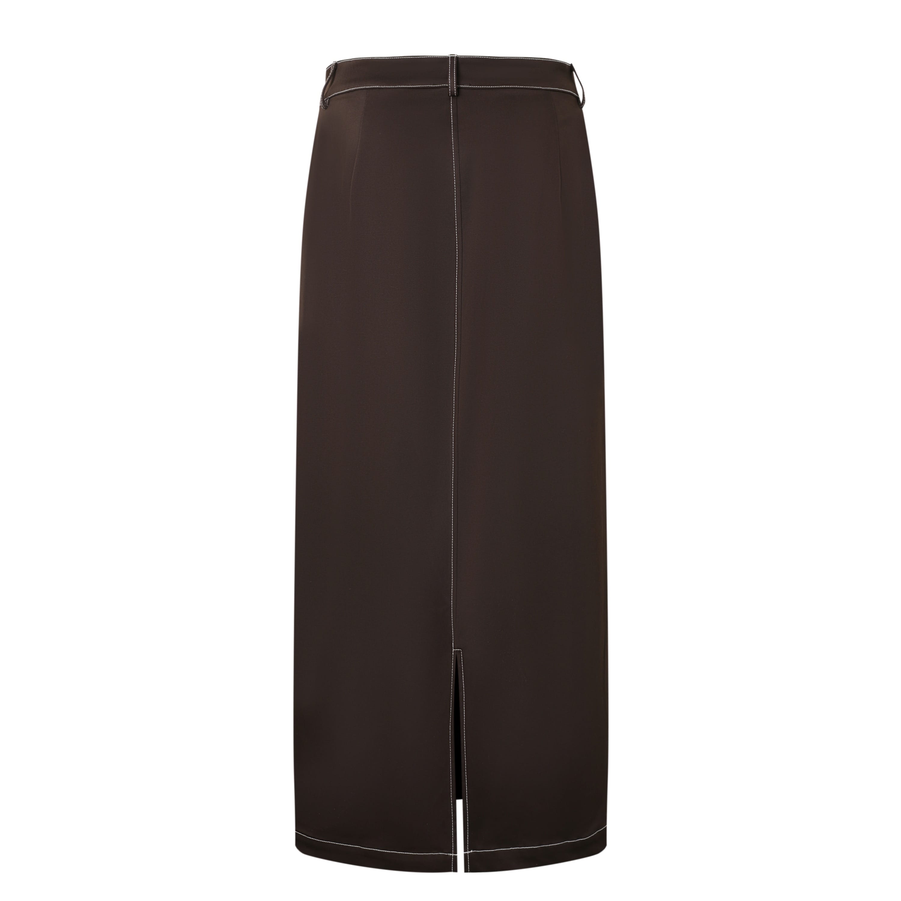 SYLC Designs Womens Brown Stitching Maxi Skirt