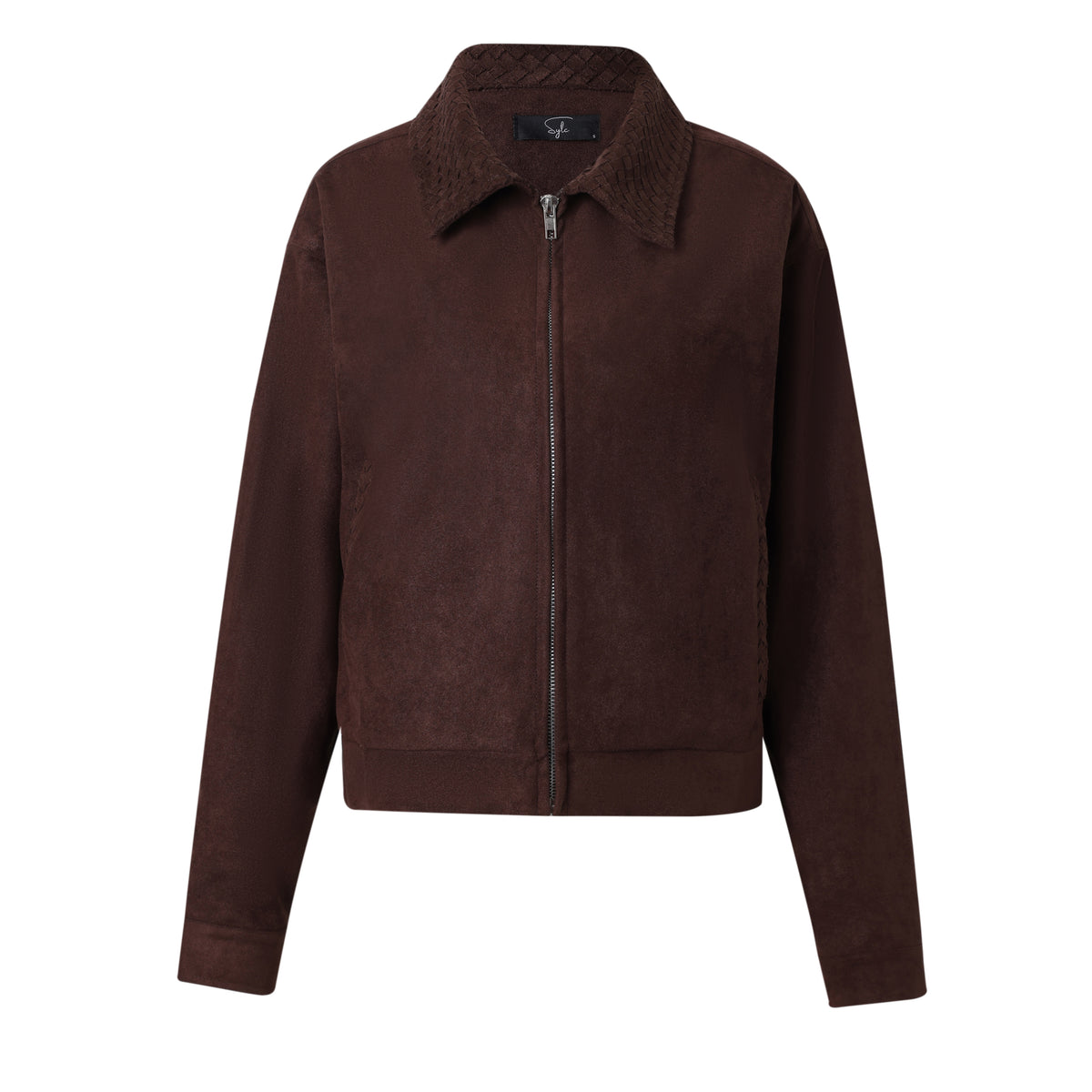 SYLC Designs Womens Brown Suede Cropped Jacket