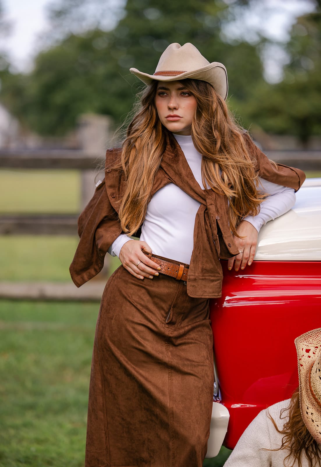 SYLC Designs Womens Brown Suede Maxi Skirt