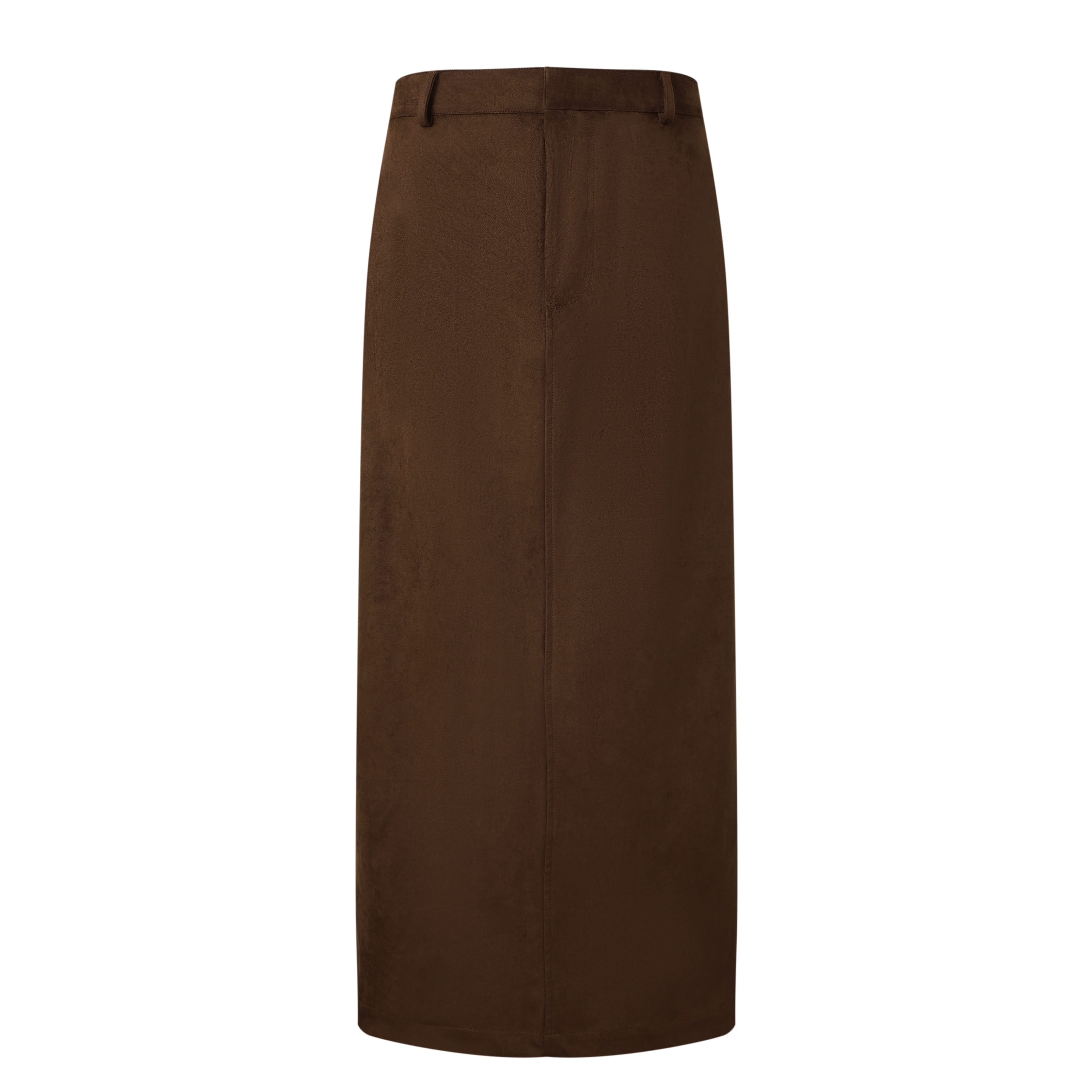 SYLC Designs Womens Brown Suede Maxi Skirt