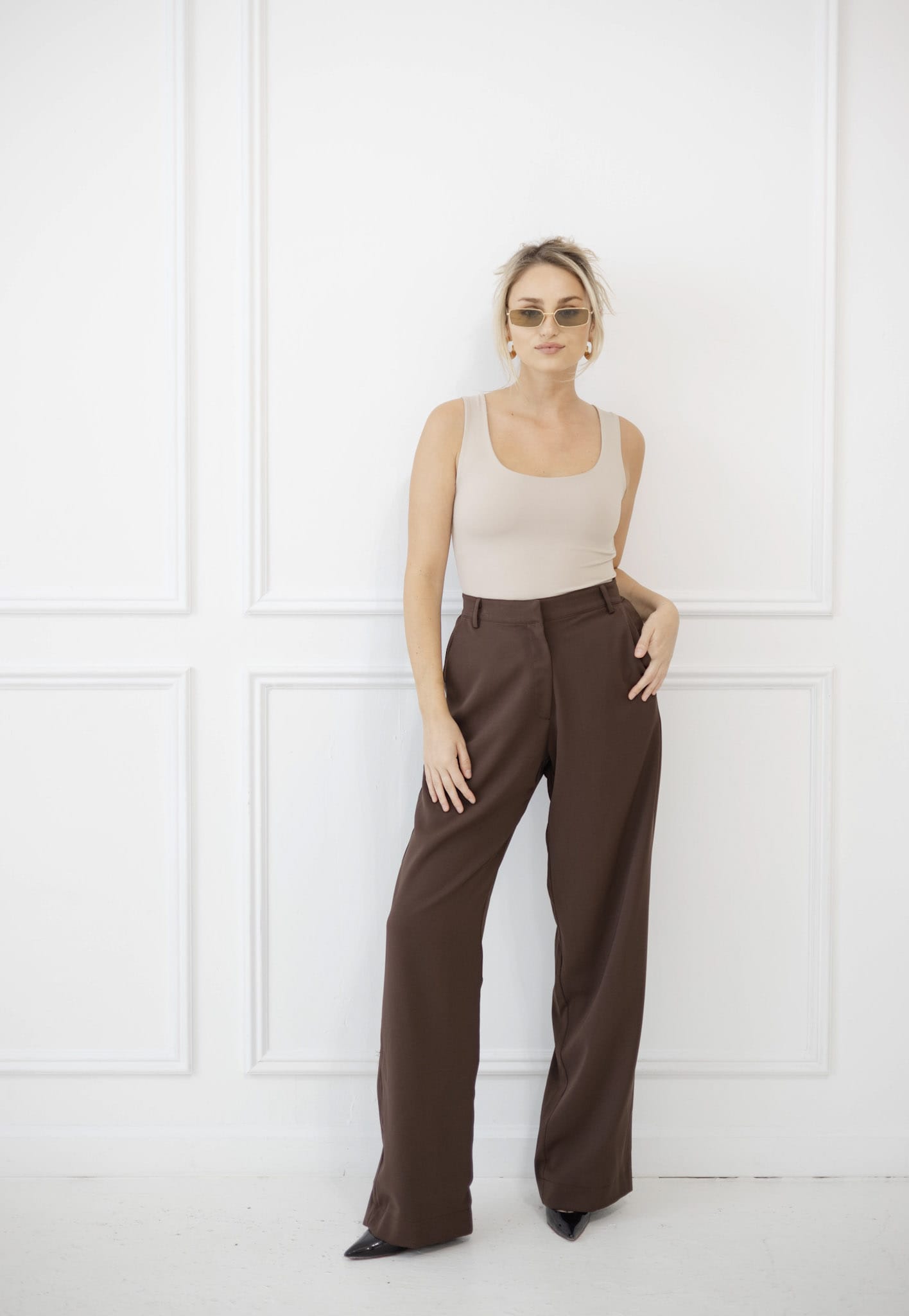 SYLC Designs Womens Brown Suiting Trousers