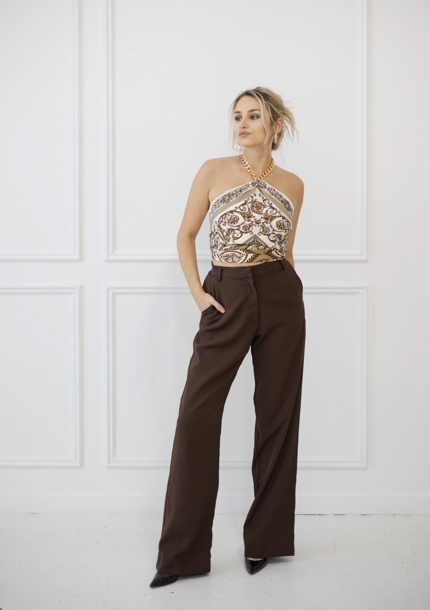 SYLC Designs Womens Brown Suiting Trousers