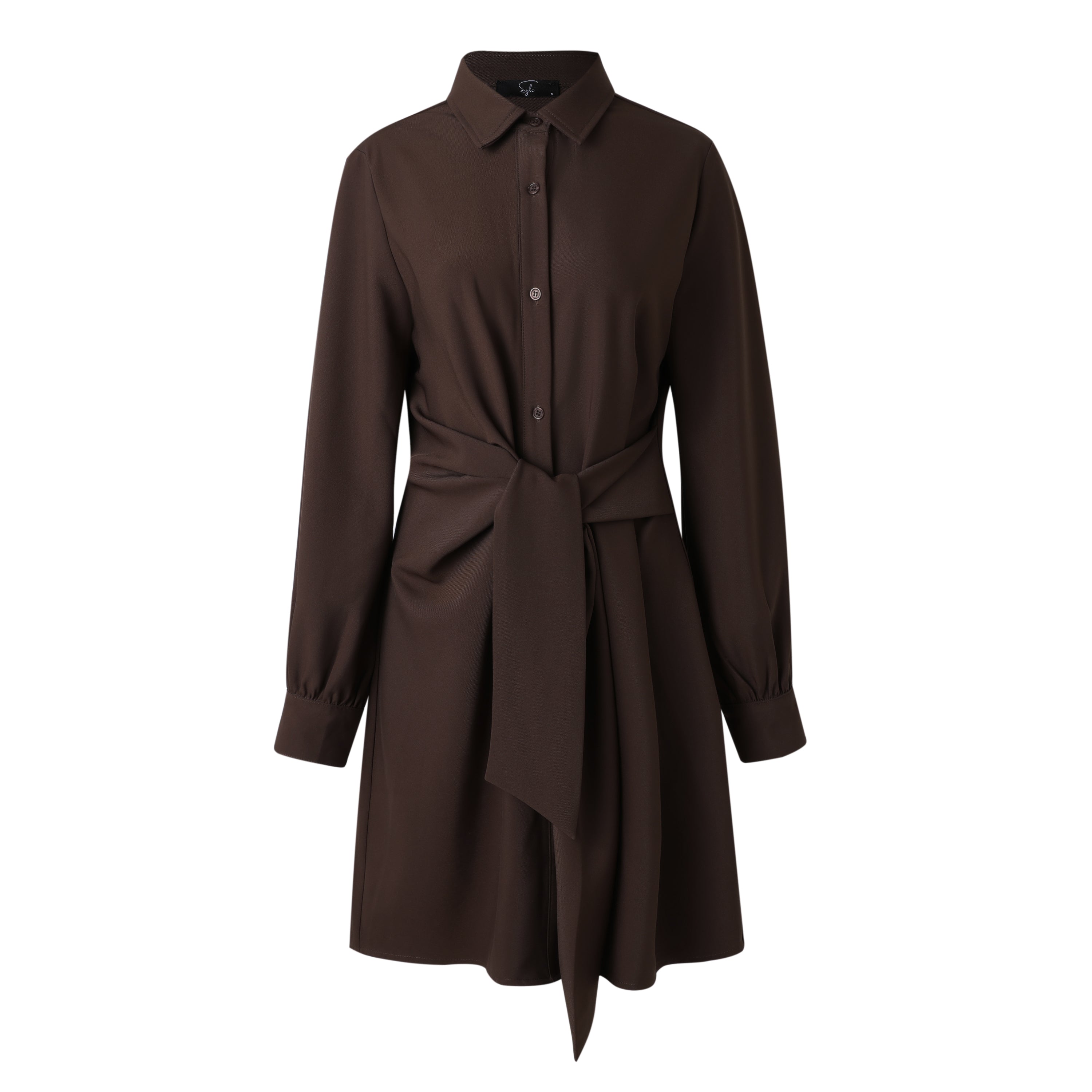 SYLC Designs Womens Brown Suiting Wrap Dress