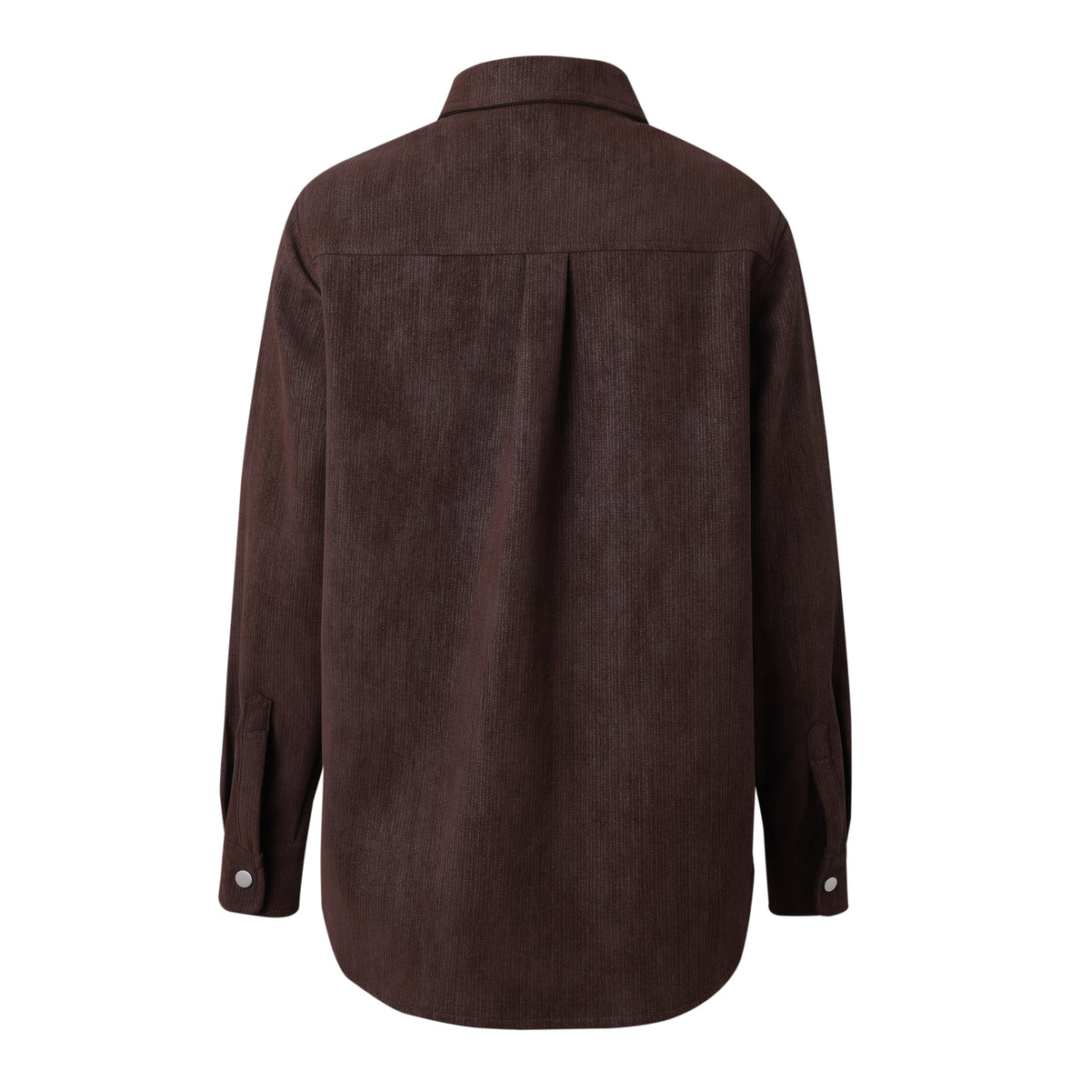 SYLC Designs Womens Brown Textured Vegan Leather Button Down Shirt