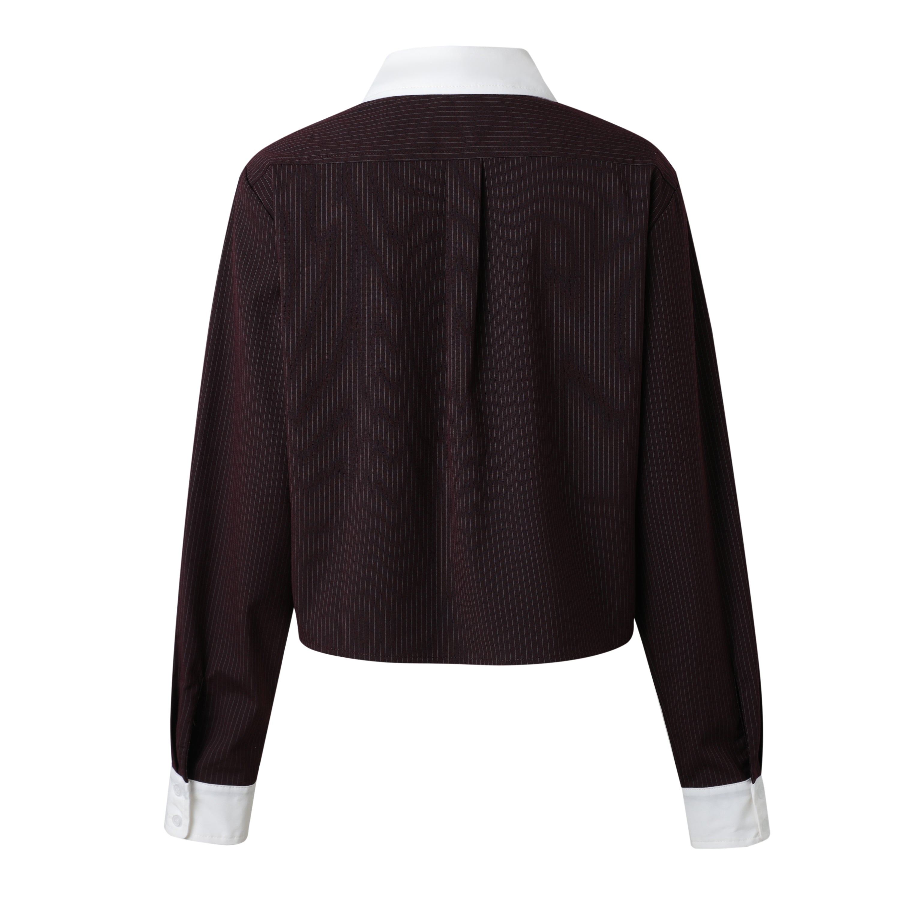 SYLC Designs Womens Burgundy Pinstripe Button Down