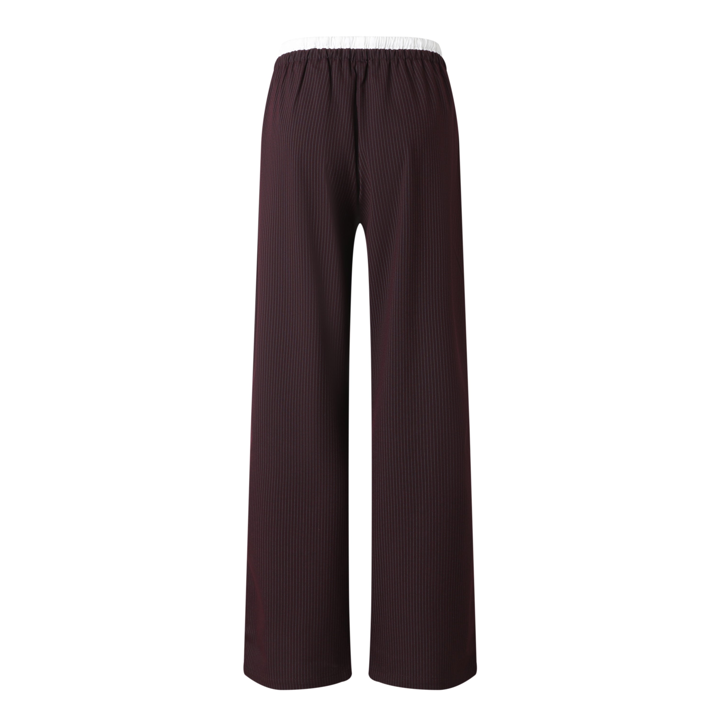 Sylc Designs Womens Burgundy Pinstripe Double Waistband Everyday Pant