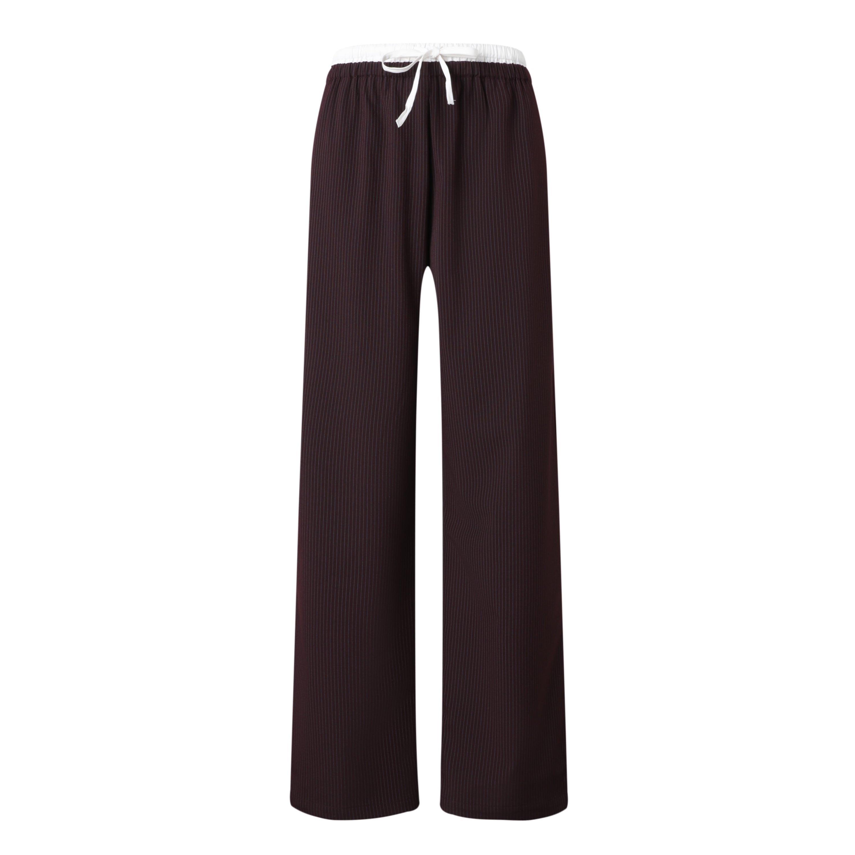 Sylc Designs Womens Burgundy Pinstripe Double Waistband Everyday Pant