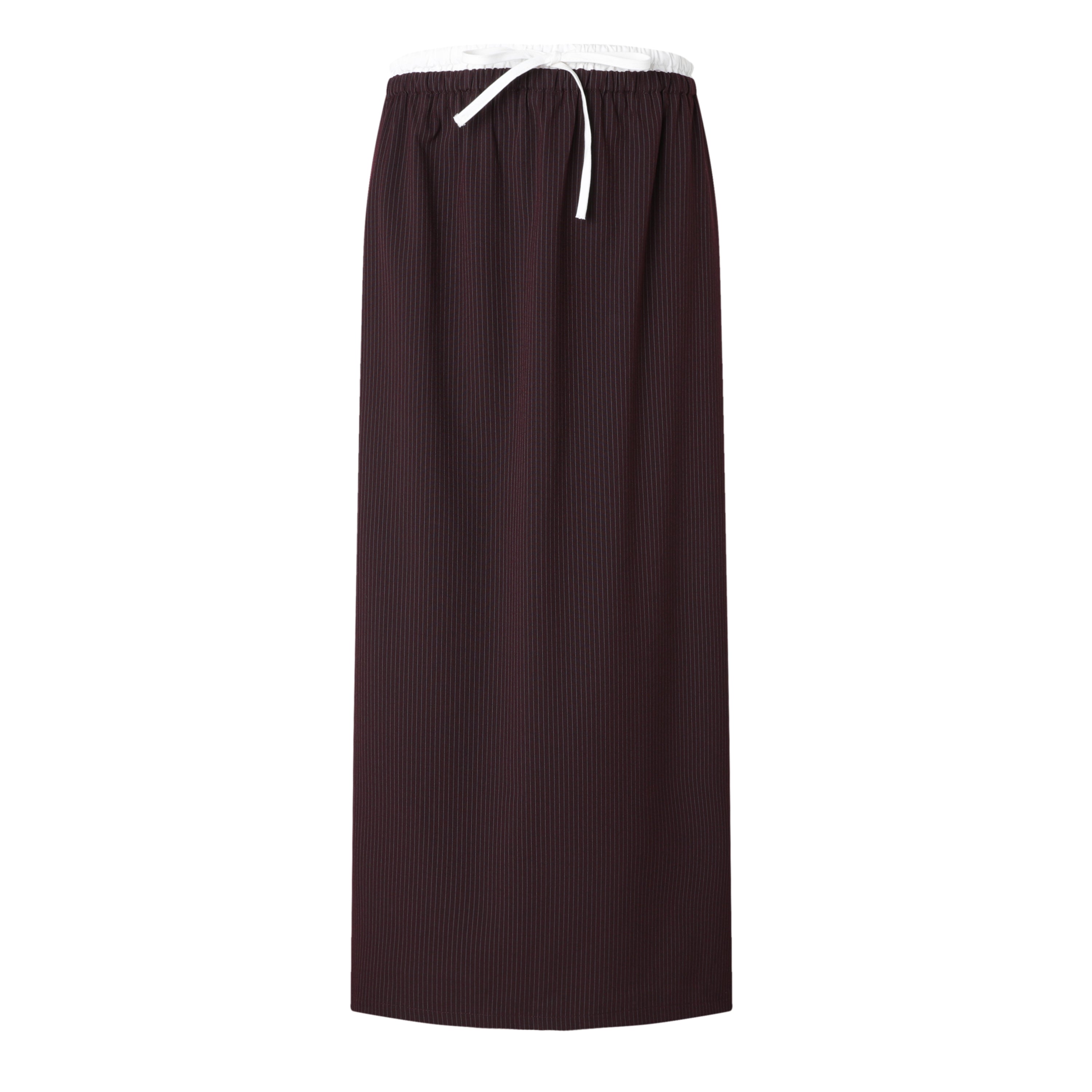 Sylc Designs Womens Burgundy Pinstripe Double Waistband Everyday Skirt
